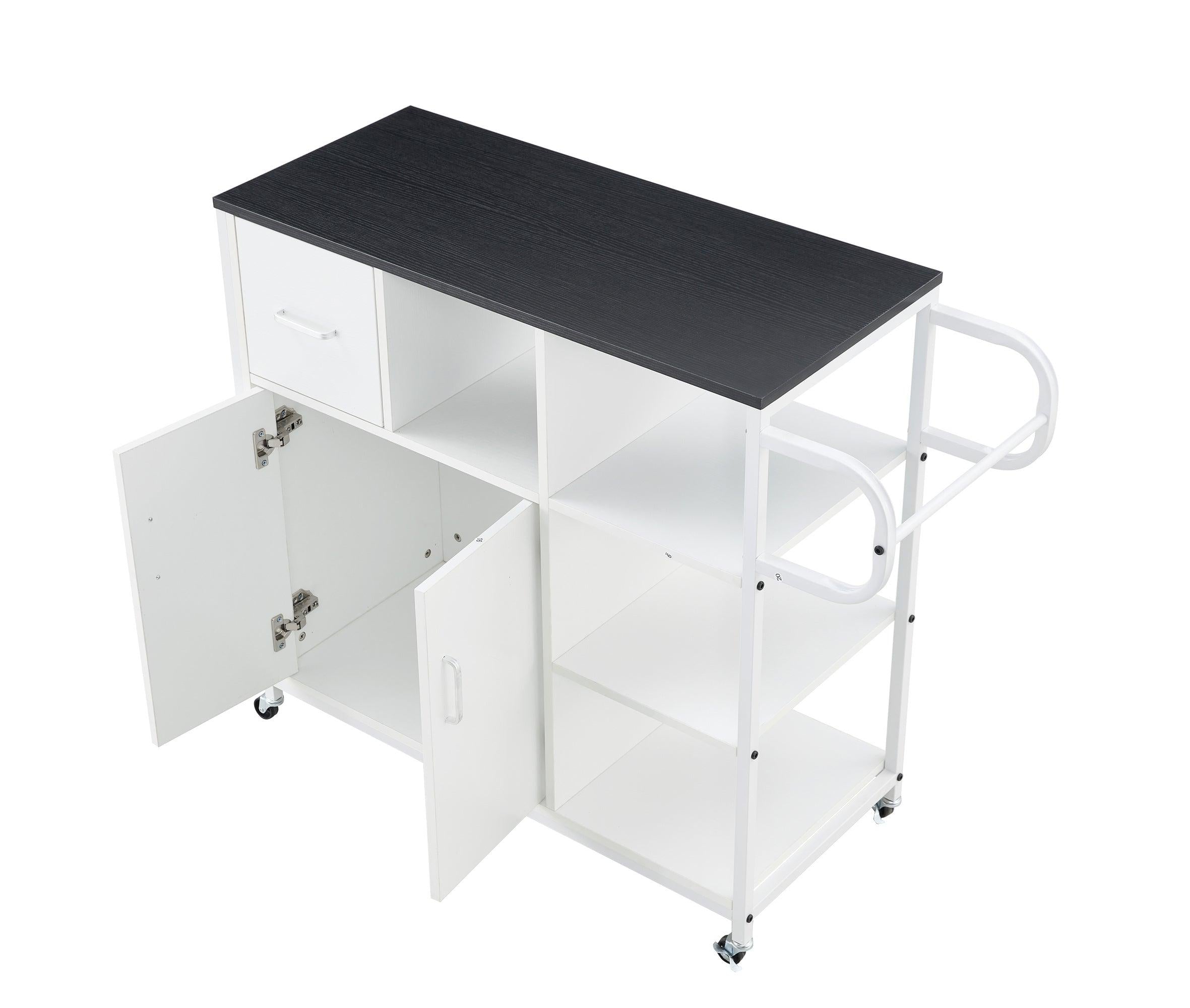 KITCHStorage cabinet WHITE-Black, move with roller..