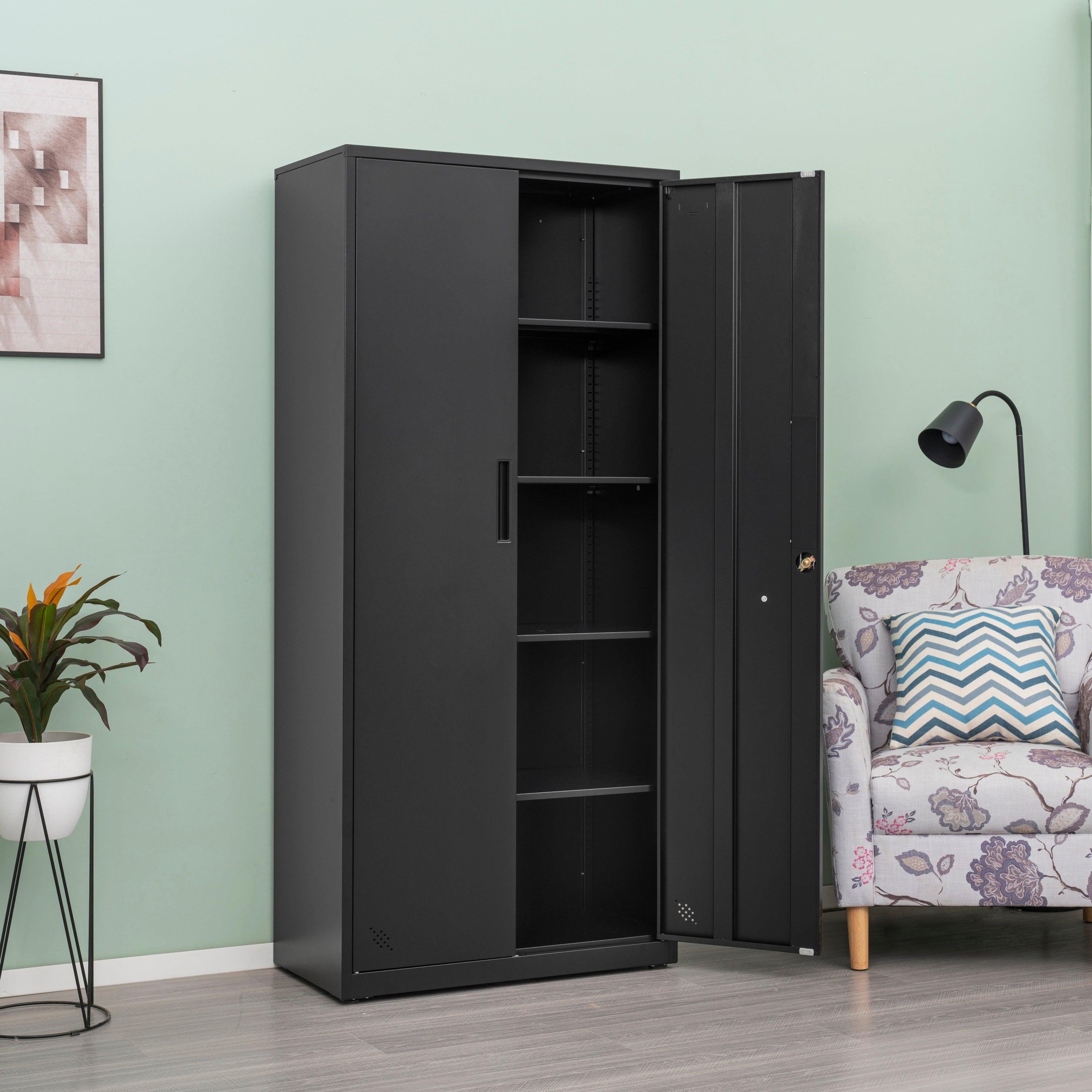 HighStorage Cabinet with 2 Doors and 4 Partitions to Separate 5Storage Spaces, Home/ Office Design