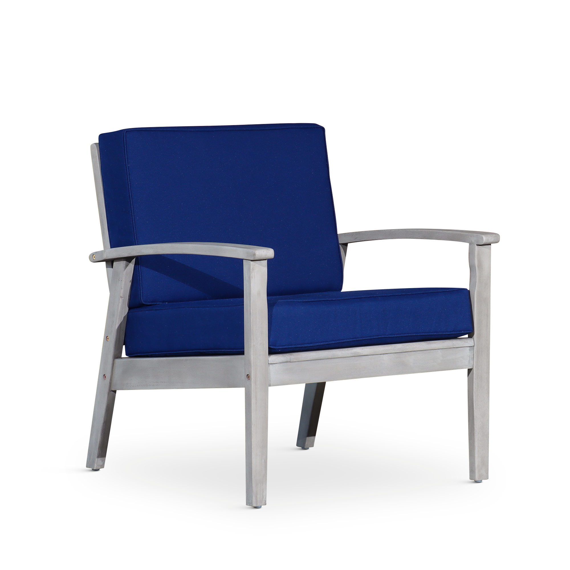 Deep Seat Eucalyptus Chair, Silver Gray Finish, Navy Cushions image