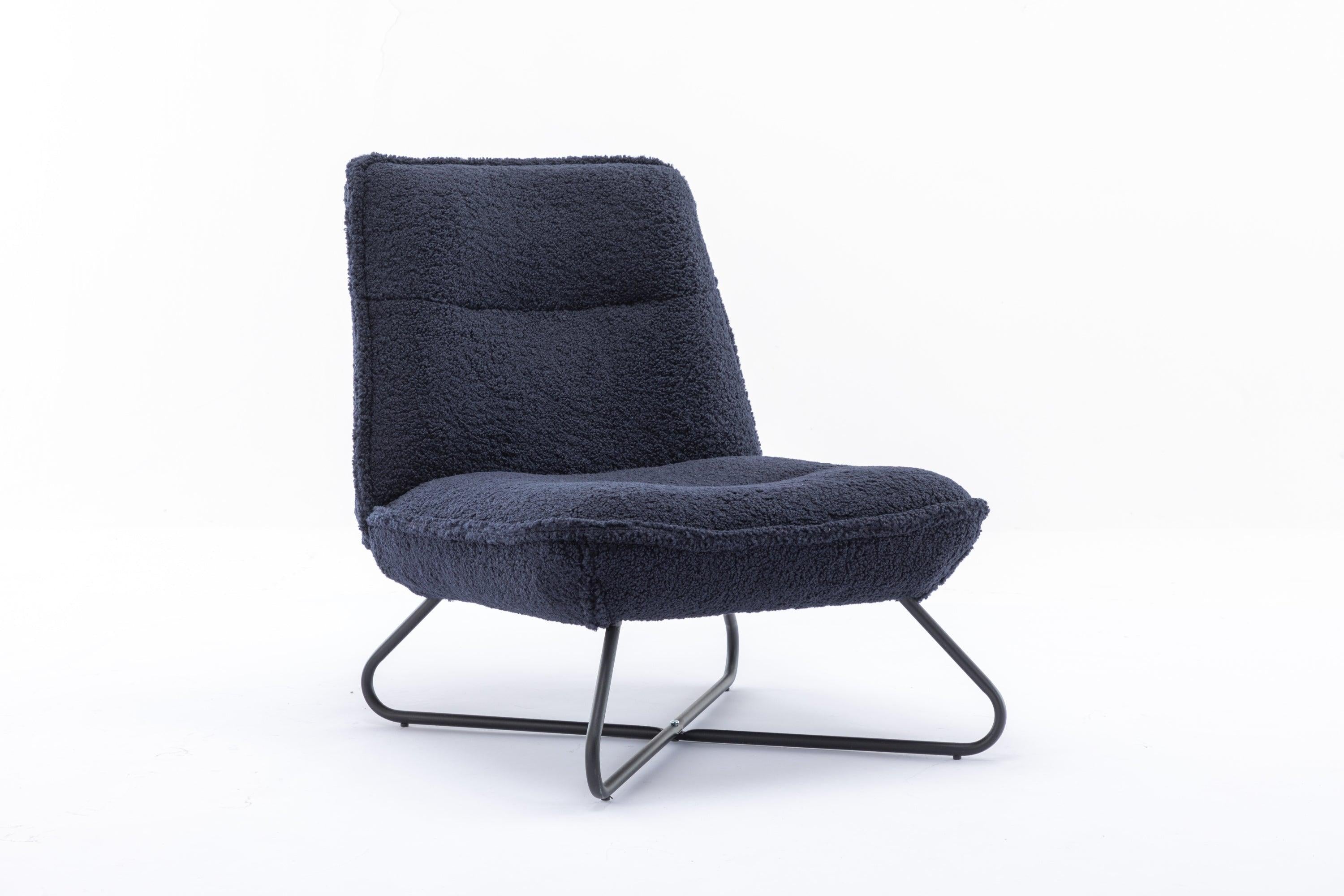 Modern Teddy Fabric Accent Armless Chair For Living room Indoor,Dark blue