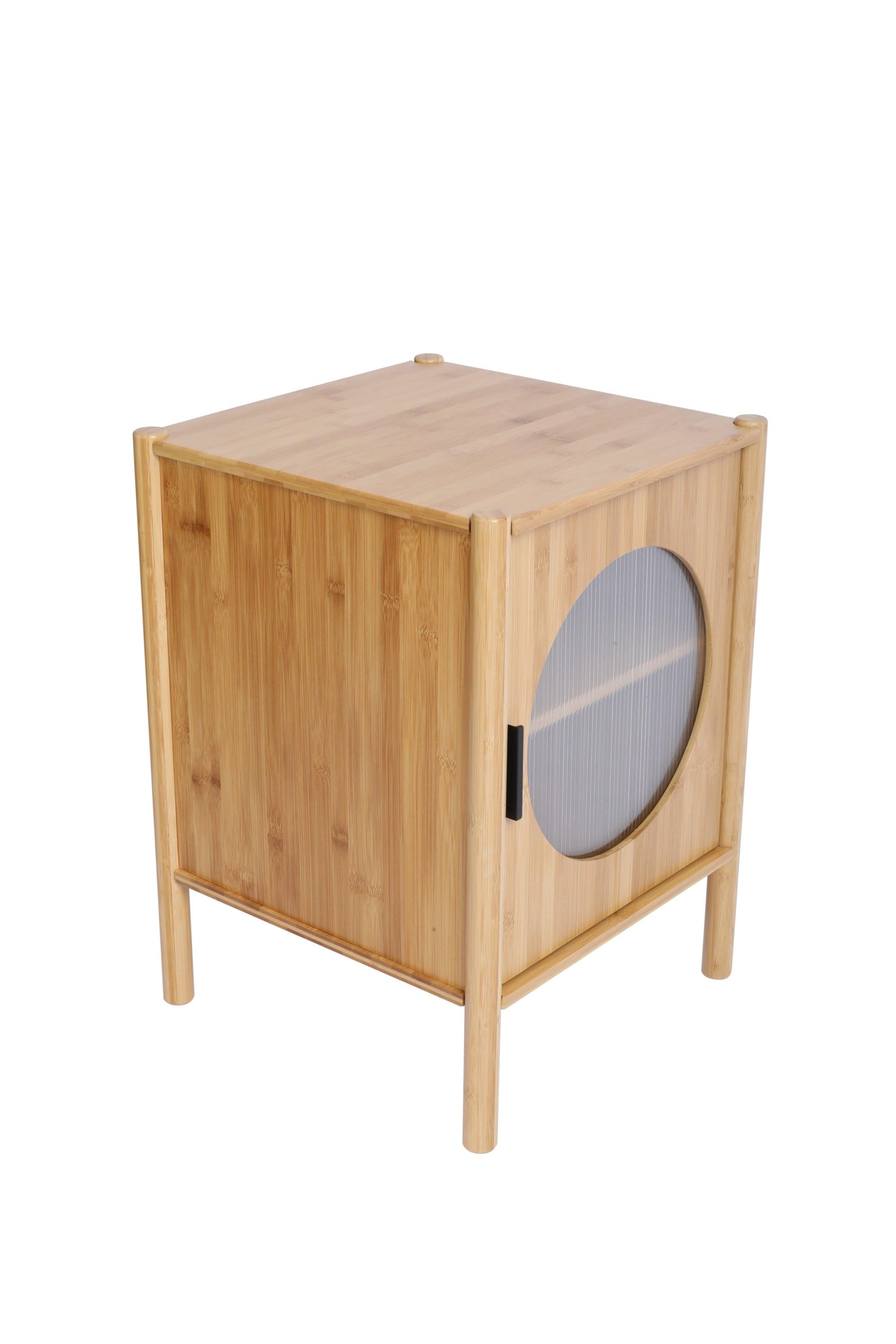 1 Door nightstand,Bamboo Mid CenturyModern Nightstand,Bedside Table Accent End Table Side Table for Bedroom, Living Room, Natural