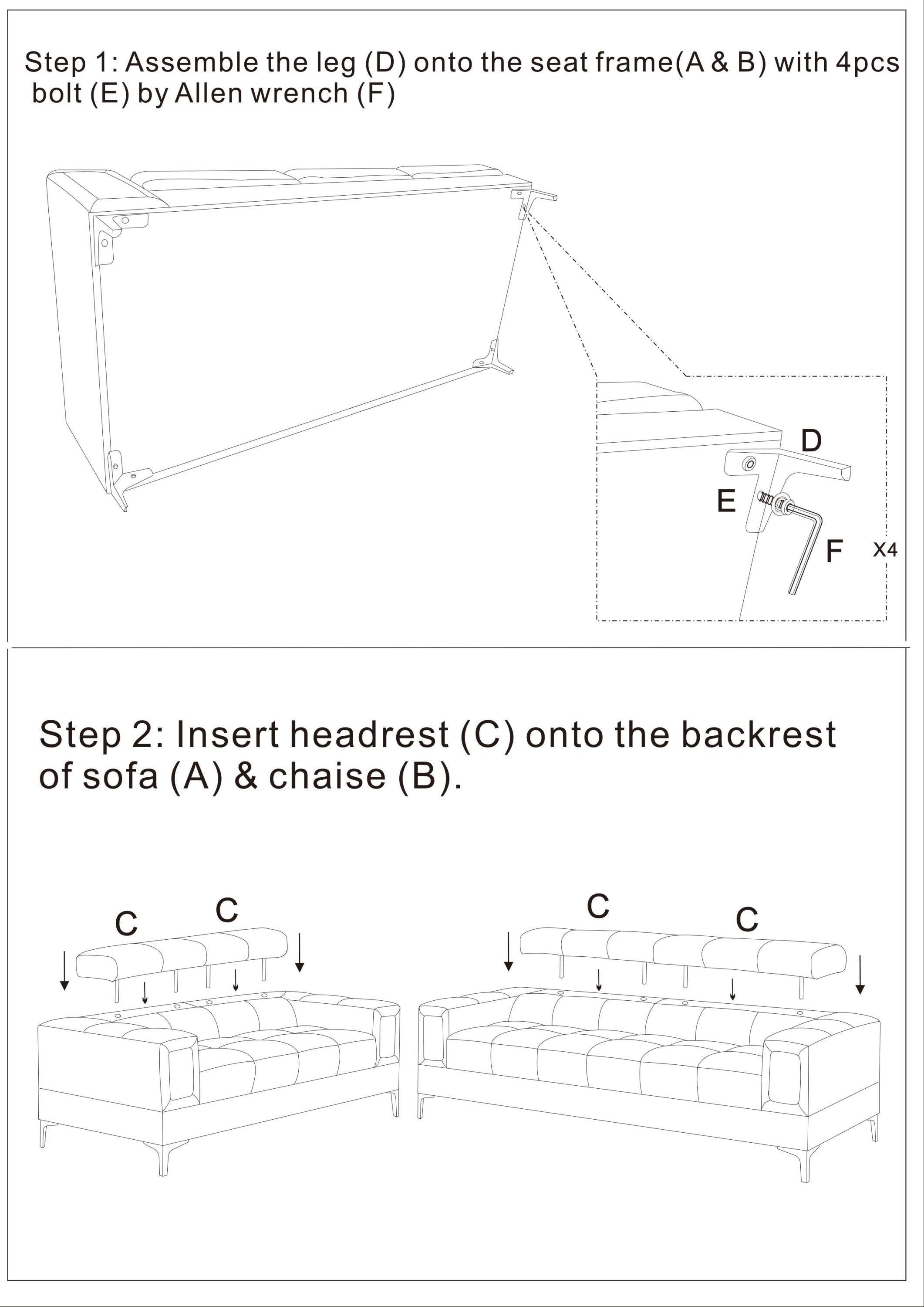 White Faux Leather Living Room 2pc Sofa set Sofa And Loveseat Furniture Couch Unique Design Metal Legs Adjustable Headrest