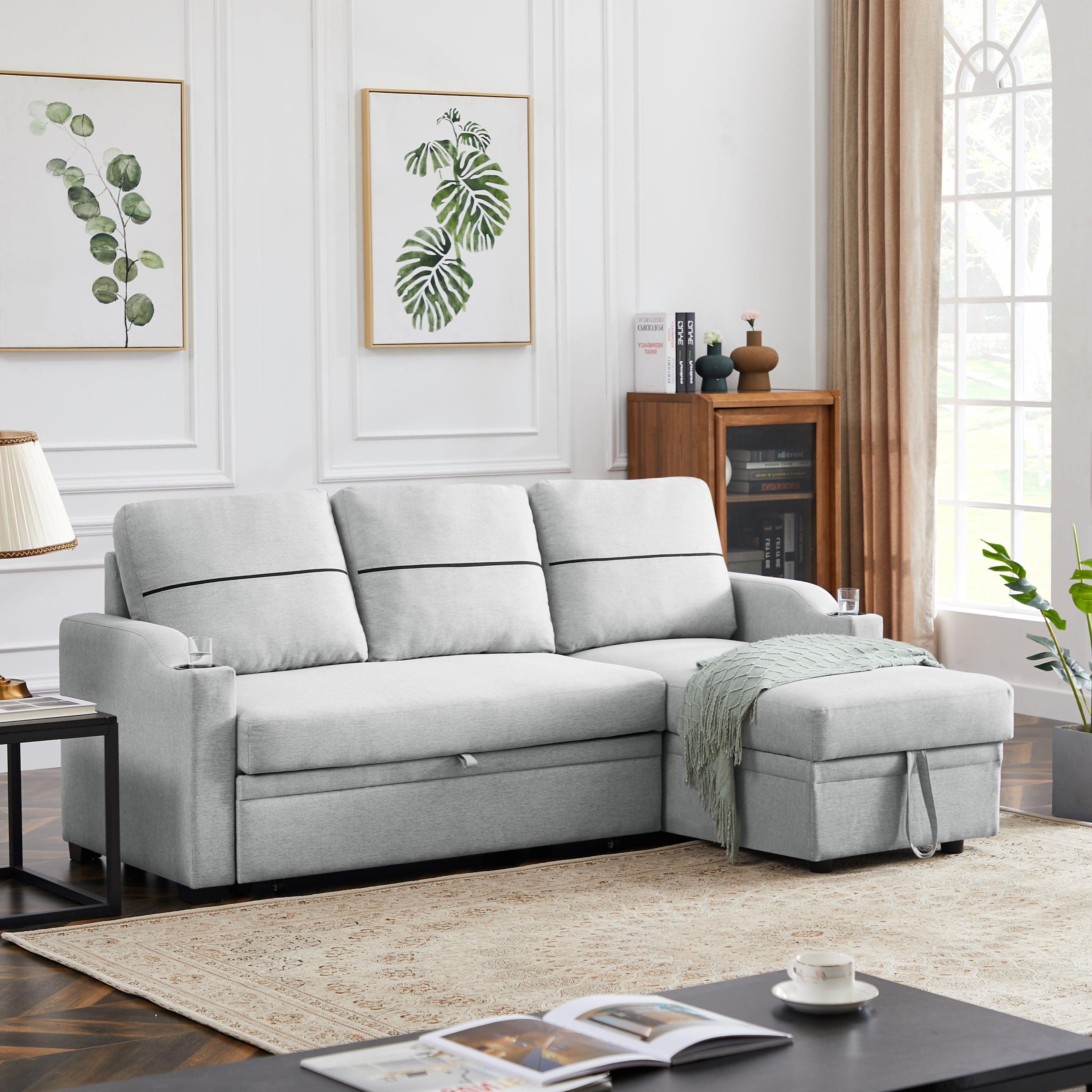 9191 Light gray pull-outStorage sofa