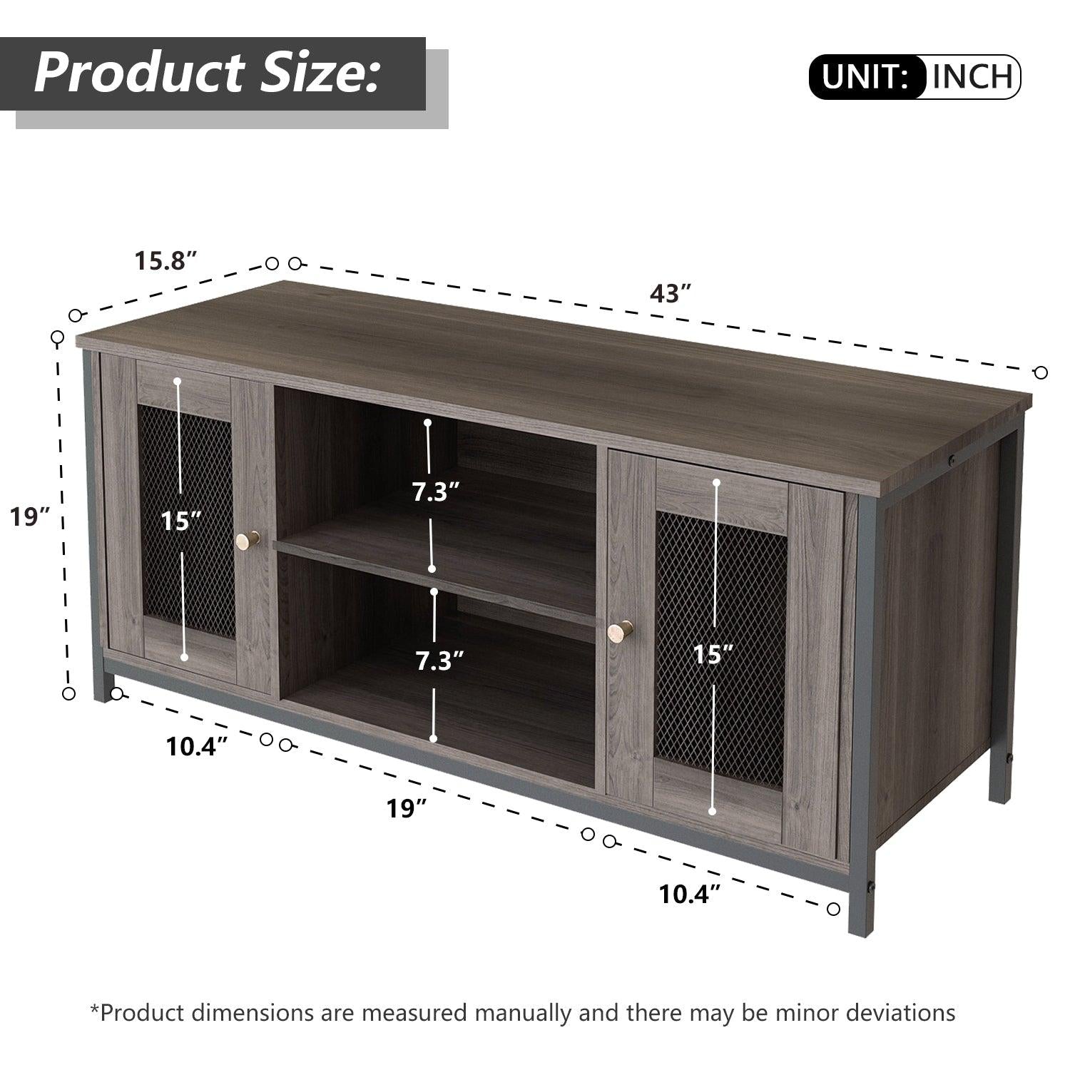 TV Stand for 45 Inches TV, Industrial TV Stand withStorage Shelf, Cable Management, Cabinets, Entertainment Center  for Home, Living Room, Office