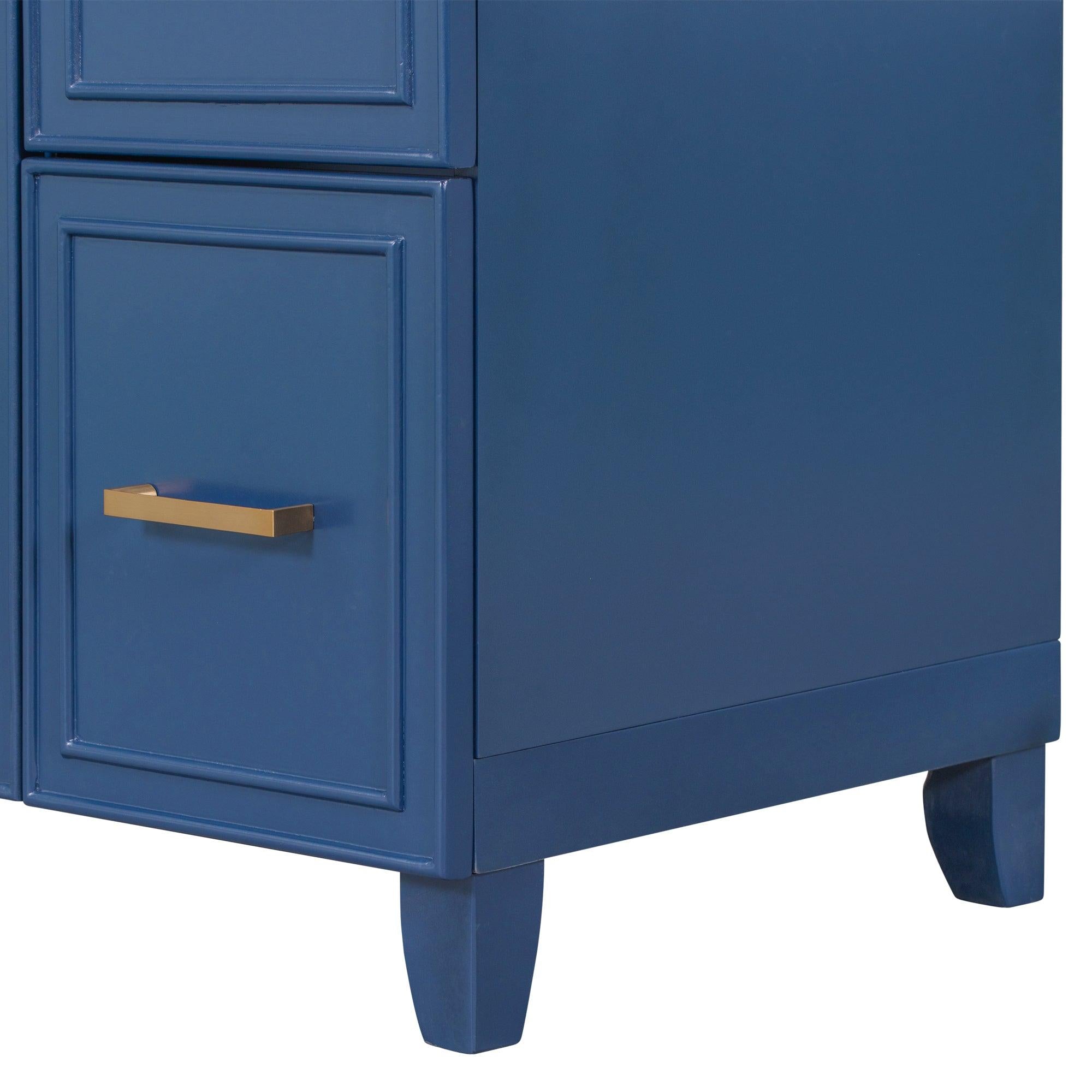 36" Bathroom Vanity Cabinet with Sink Top Combo Set, Navy Blue，Single Sink，Shaker Cabinet with Soft Closing Door and Drawer