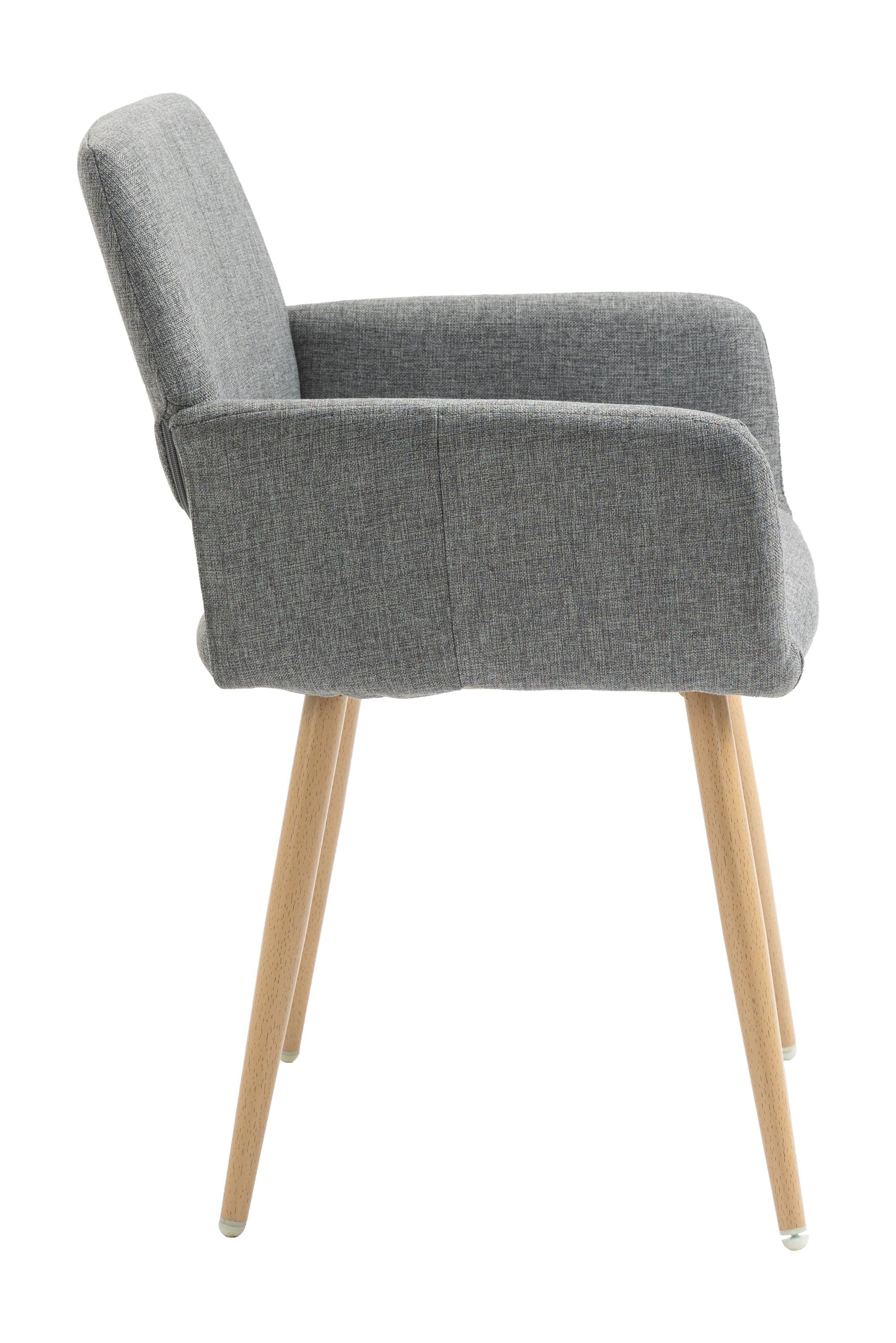 Fabric Upholstered Side Dining Chair with Metal Leg(Gray fabric+Beech Wooden Printing Leg),KD backrest