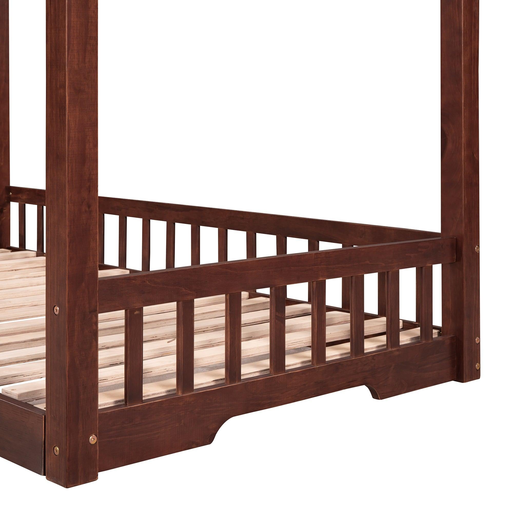 Extending House Bed, Wooden Daybed, Walnut