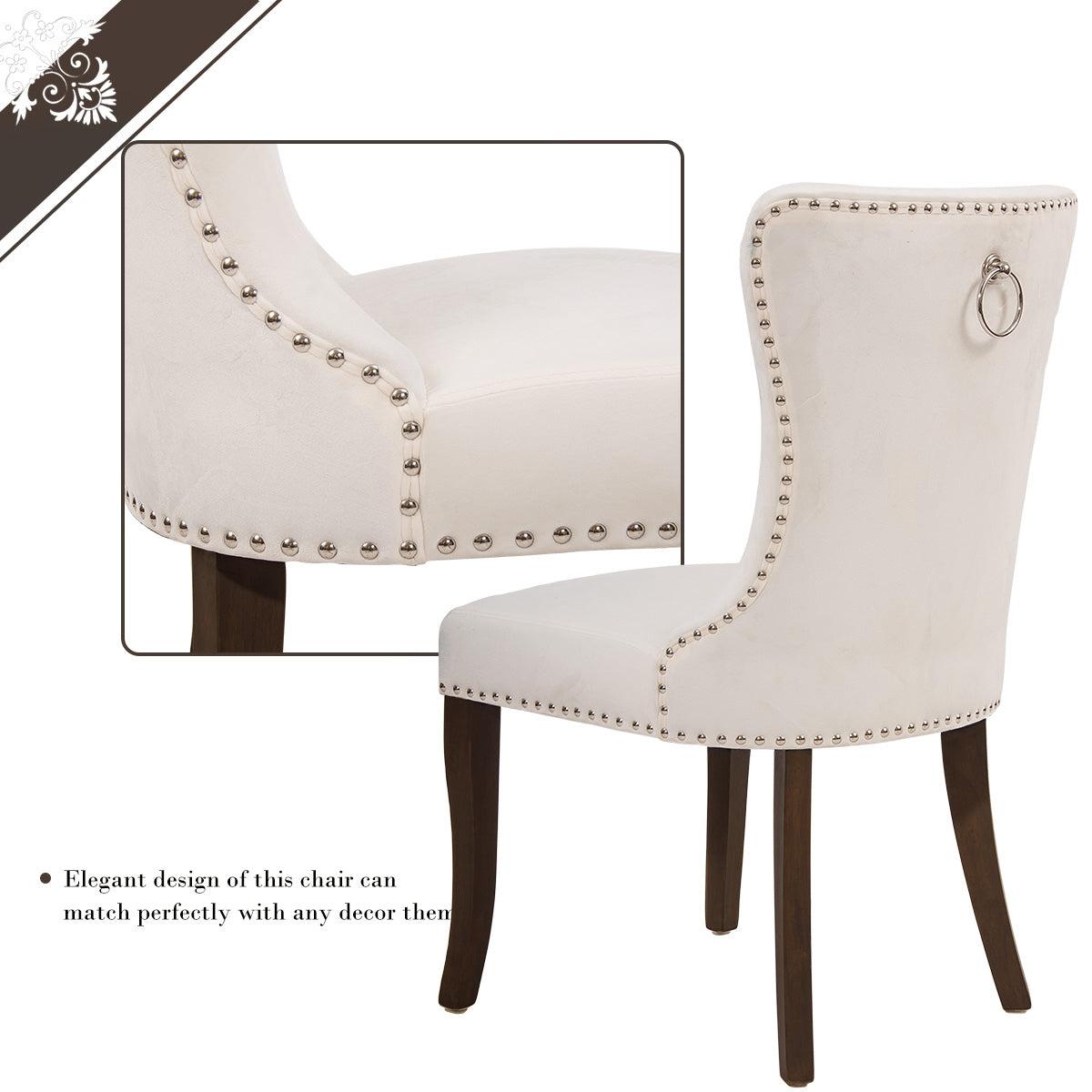 Dining Chair Tufted Armless Chair Upholstered Accent Chair,Set of 2 (Cream)