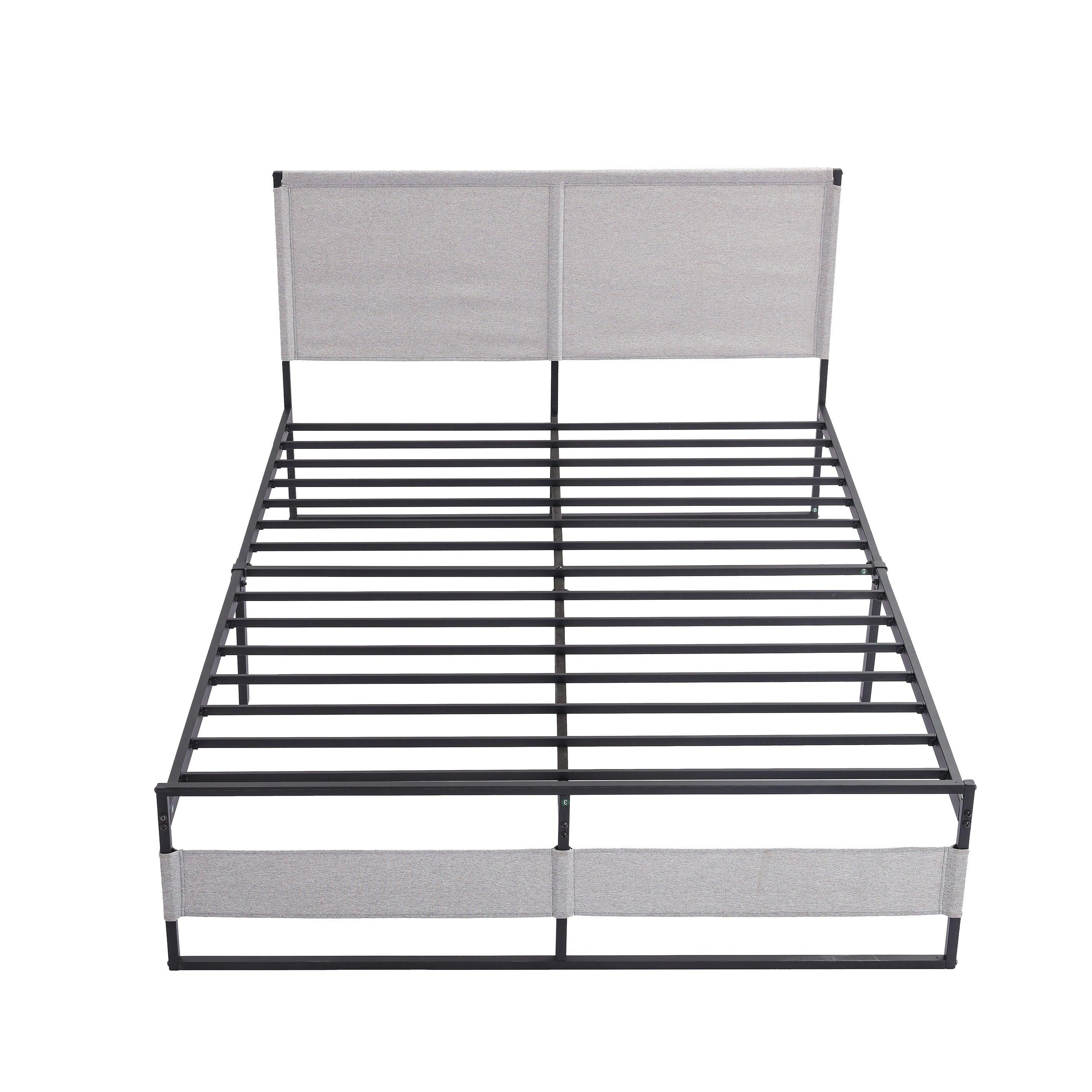 V4 Metal Bed Frame 14 Inch Queen Size with Headboard and Footboard, Mattress Platform with 12 InchStorage Space