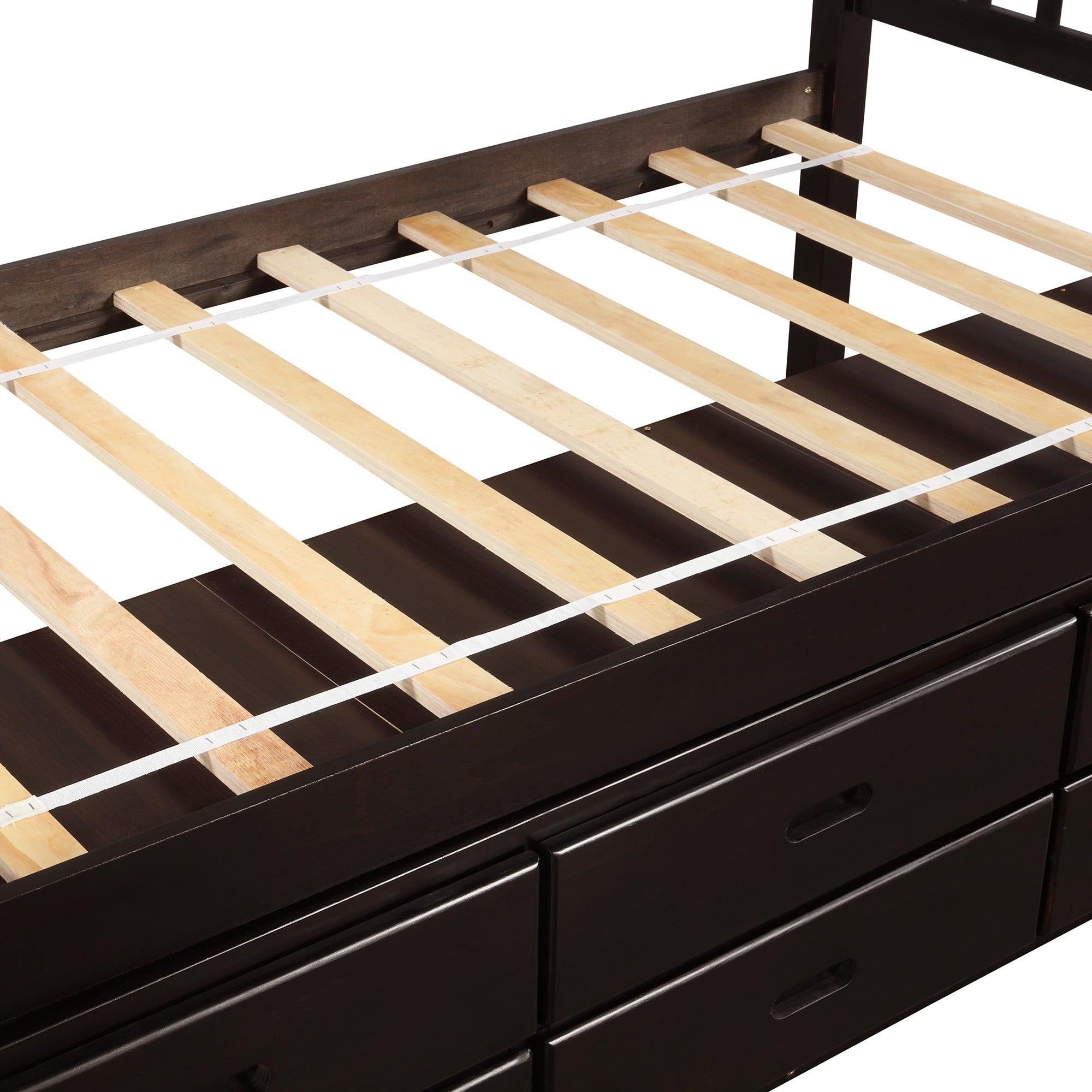 Twin Size PlatformStorage Bed Solid Wood Bed with 6 Drawers