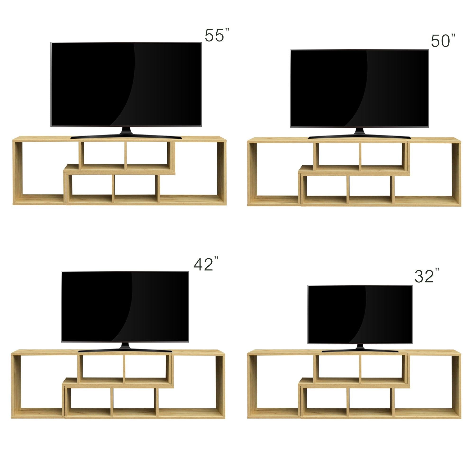 Double L-Shaped Oak TV Stand，Display Shelf ，Bookcase for Home Furniture,OAK