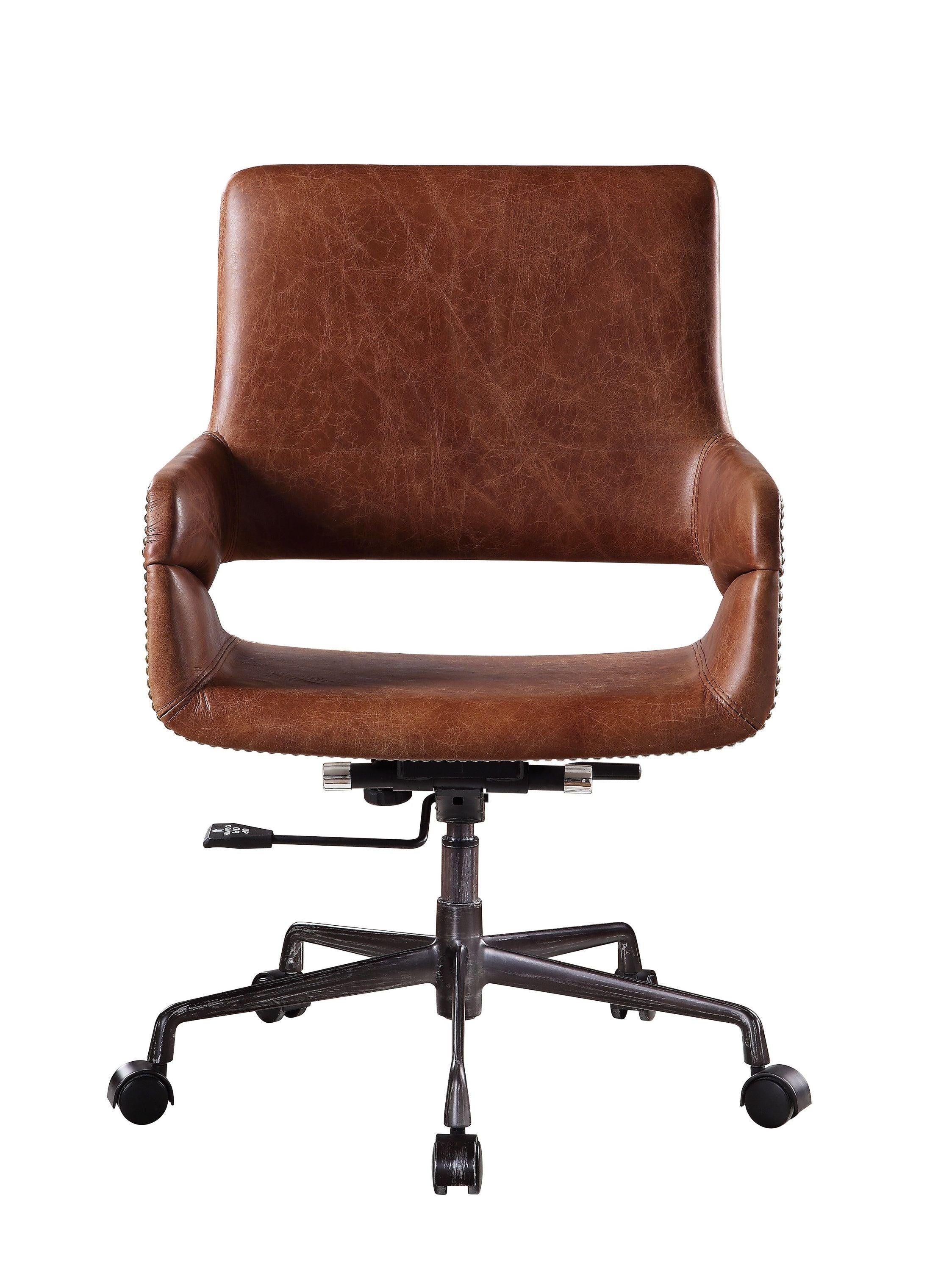 ACME Kamau Office Chair, Vintage Cocoa Top Grain Leather 92567