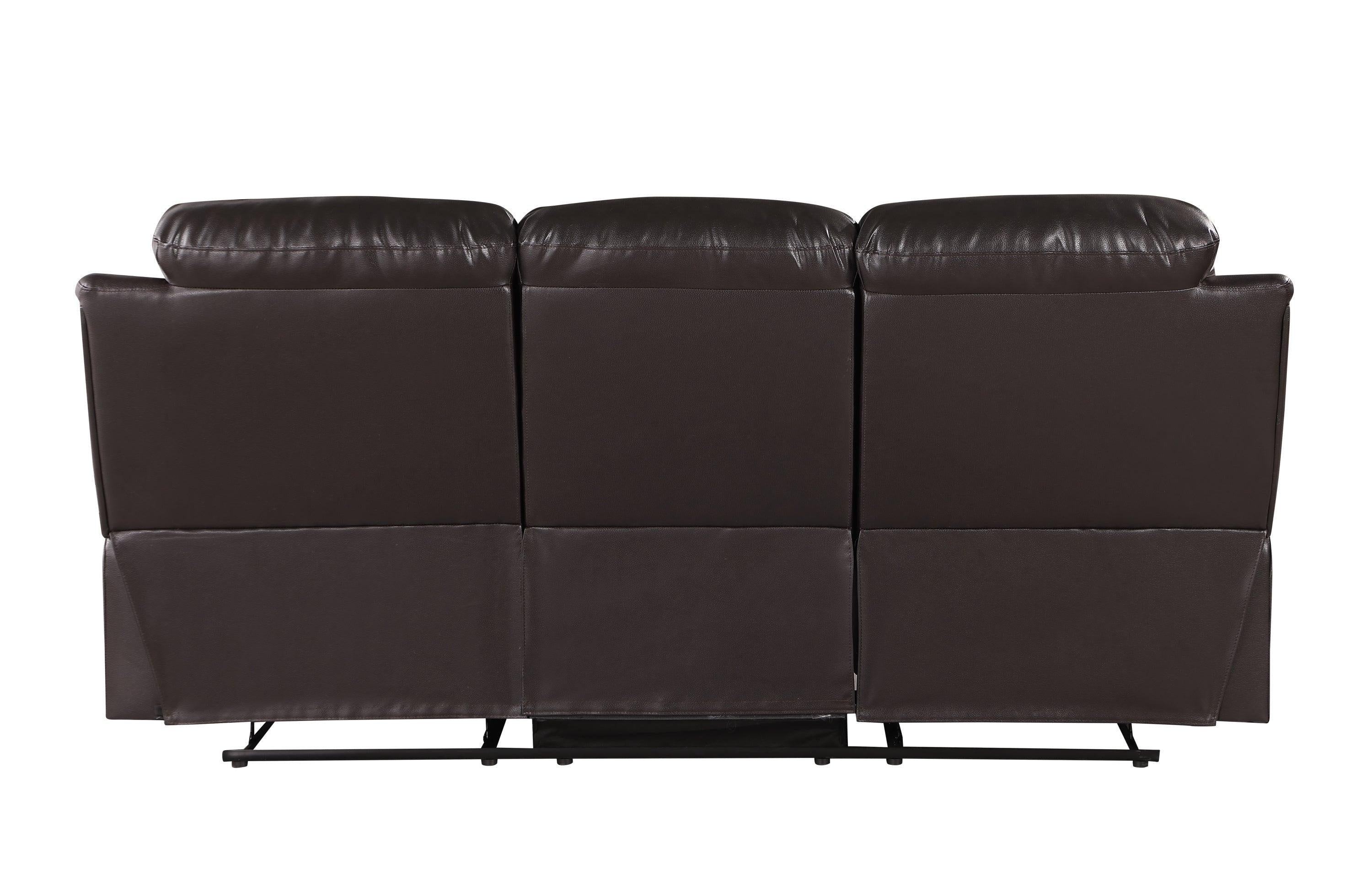 Global United  Leather Air Upholstered Reclining Sofa with Fiber Back