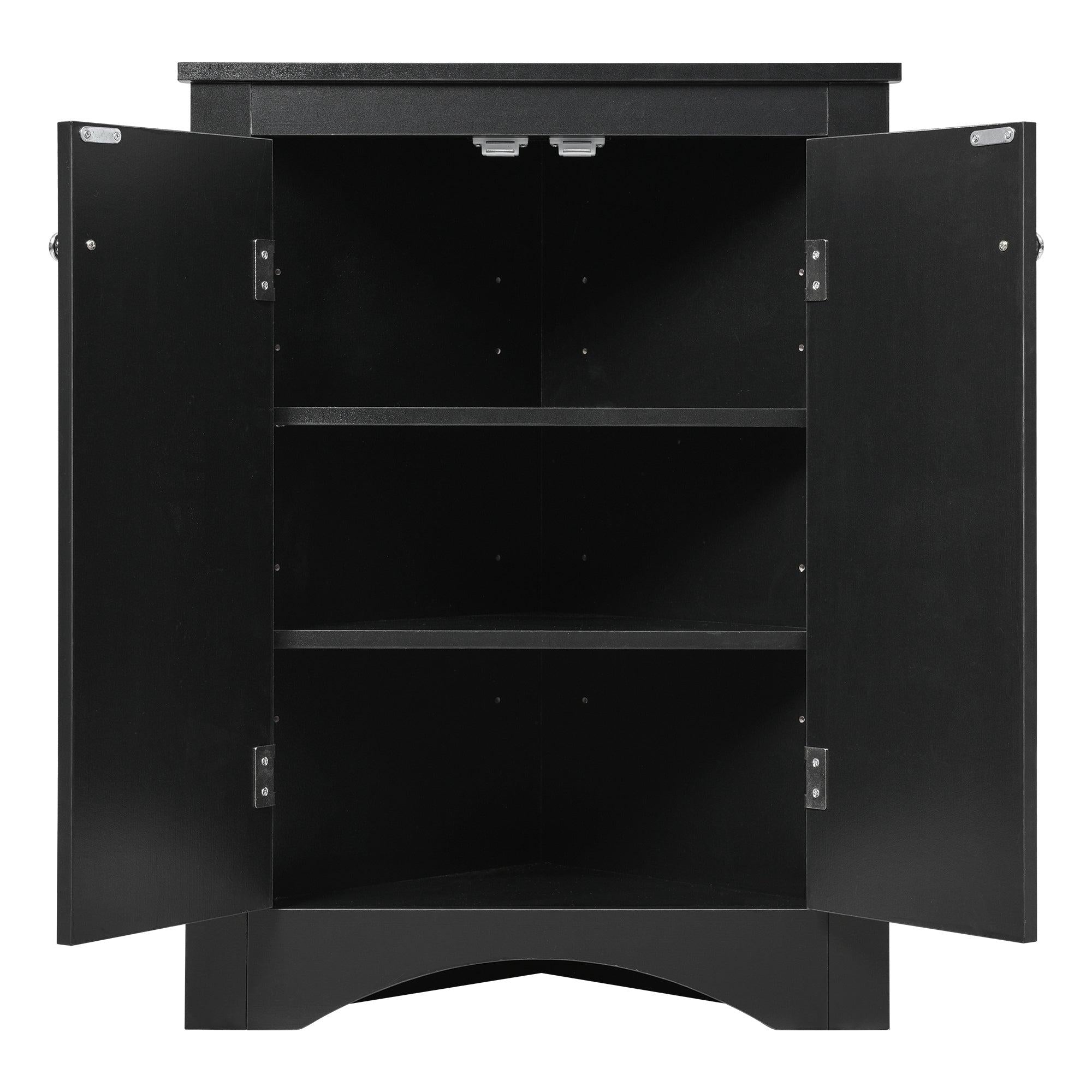 Black Triangle BathroomStorage Cabinet with Adjustable Shelves, Freestanding Floor Cabinet for Home Kitchen