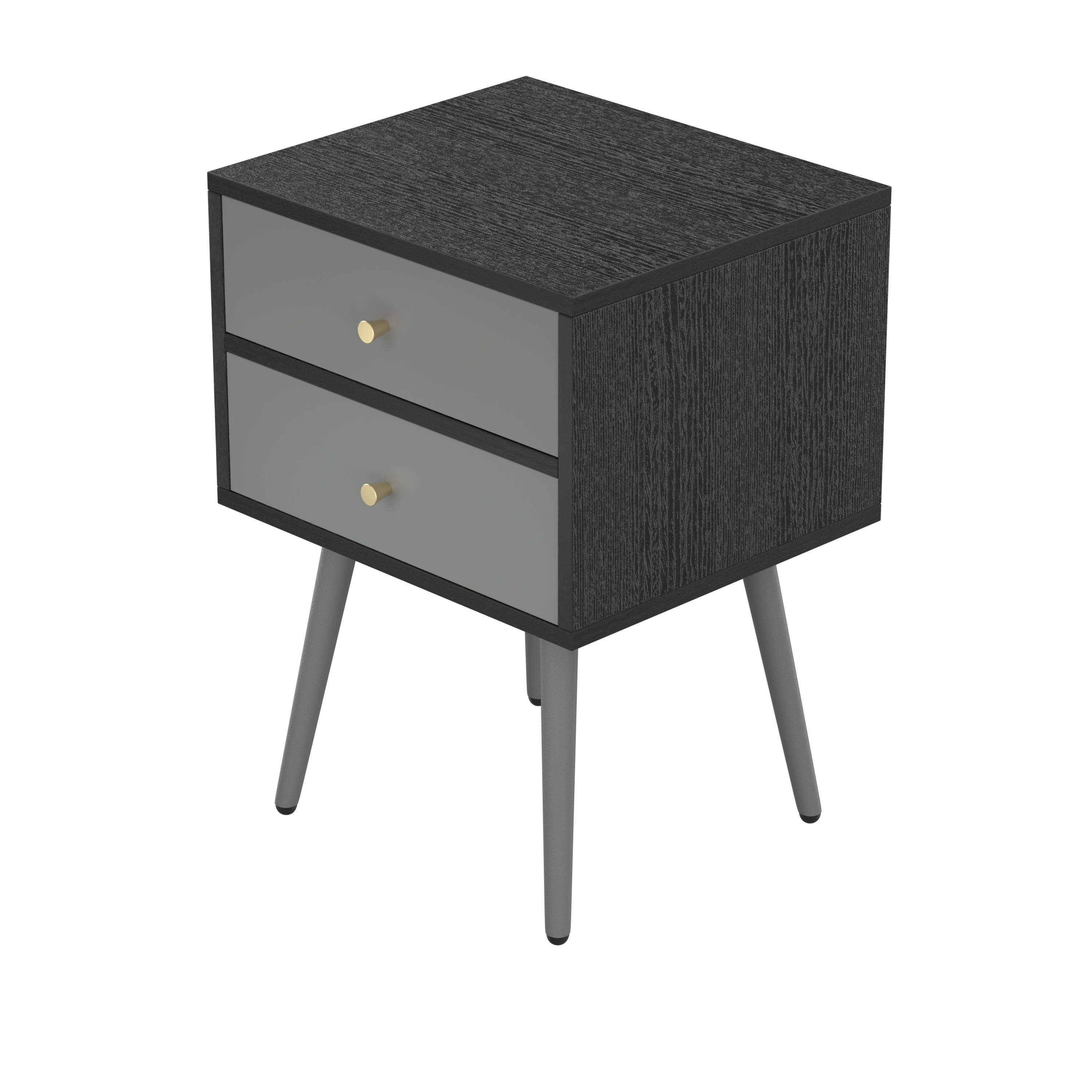 UpdateModern Nightstand with 2Drawers, Suitable for Bedroom/Living Room/Side Table (Dark Grey)