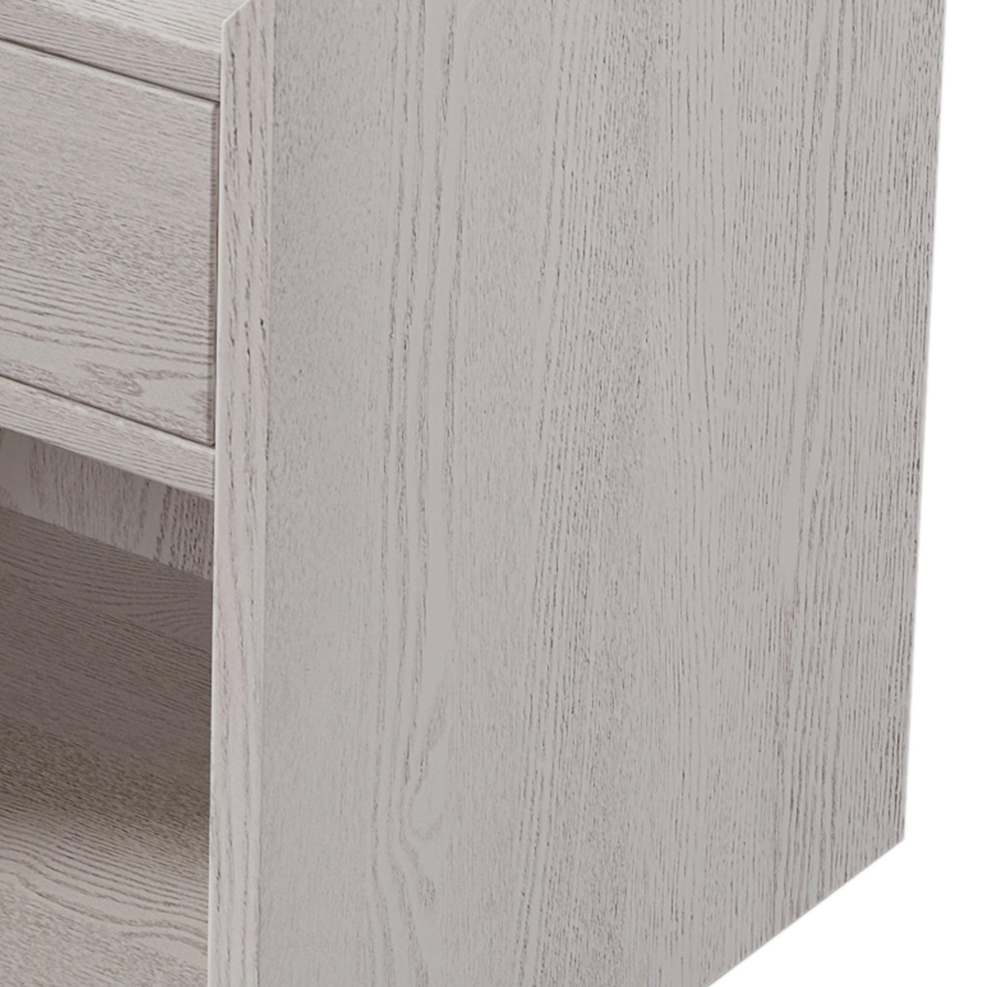 Modern Style Manufactured Wood One-Drawer Nightstand Side Table with Solid Wood Legs, Stone Gray