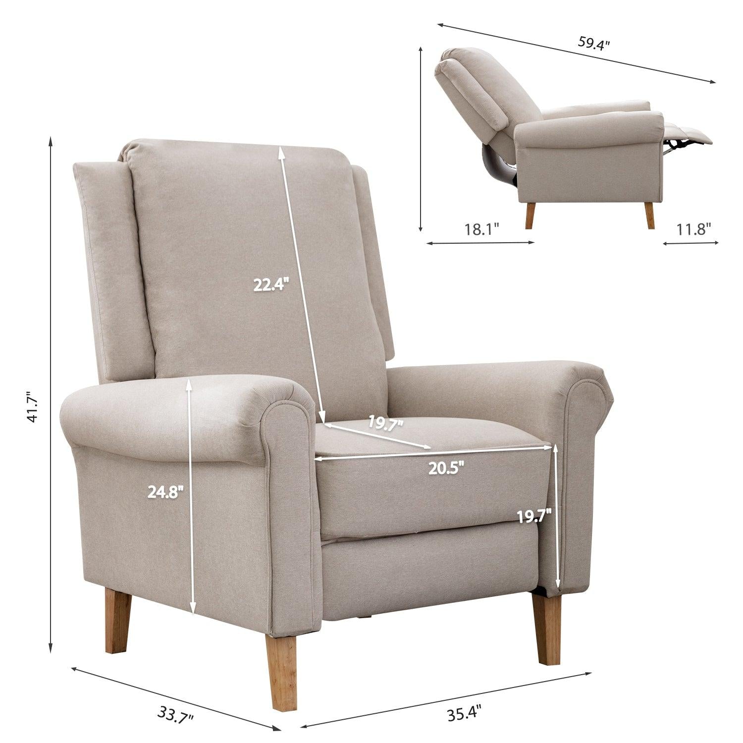 High elastic sponge push-back reclining single sofa chair