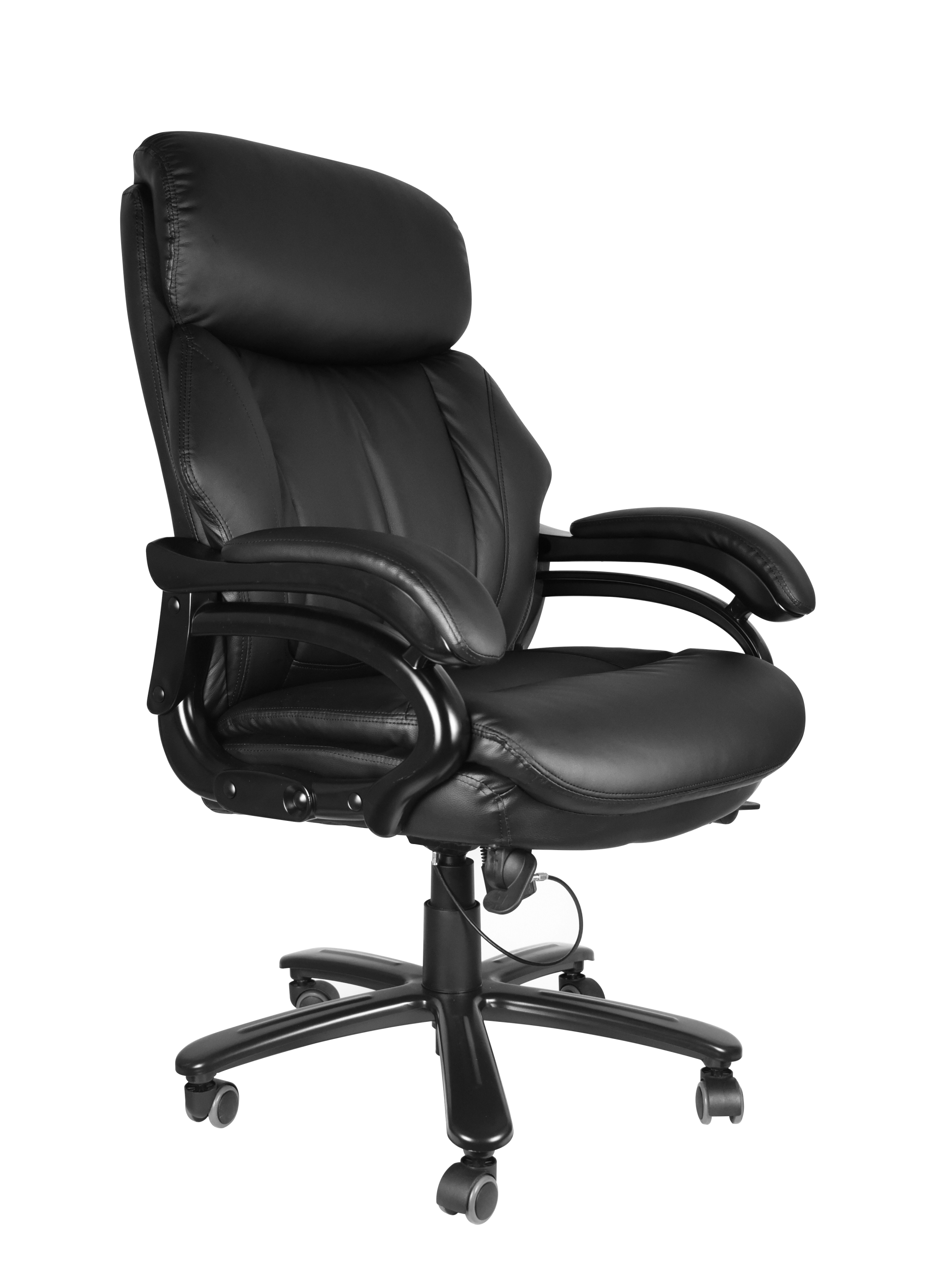 Executive Office Chair， High Quality PU Leather Chair with Soft Cushion and Backrest, 400lbs，Black image