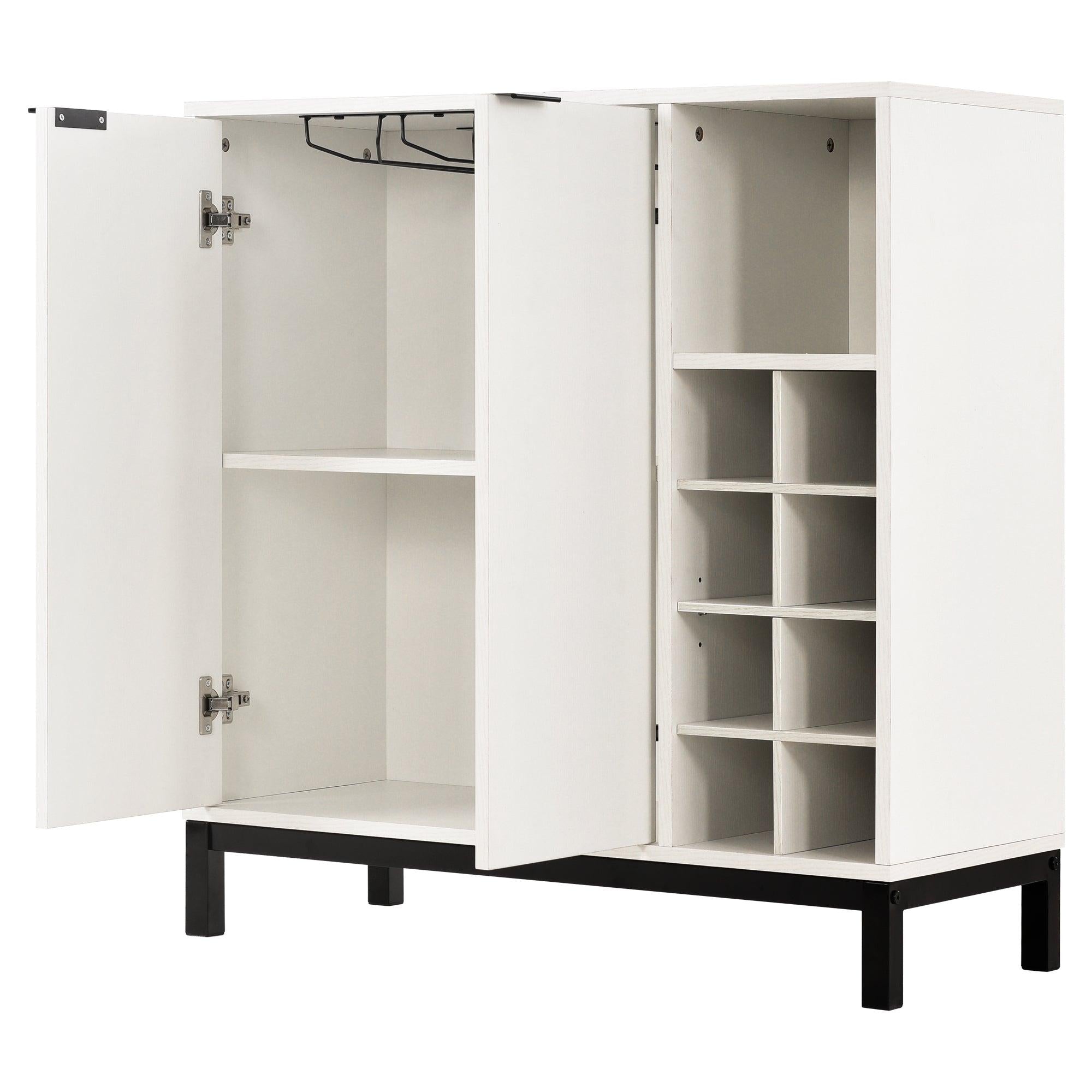 Sideboards and Buffets WithStorage Coffee Bar Cabinet Wine RacksStorage Server Dining Room Console 34 Inch（White）