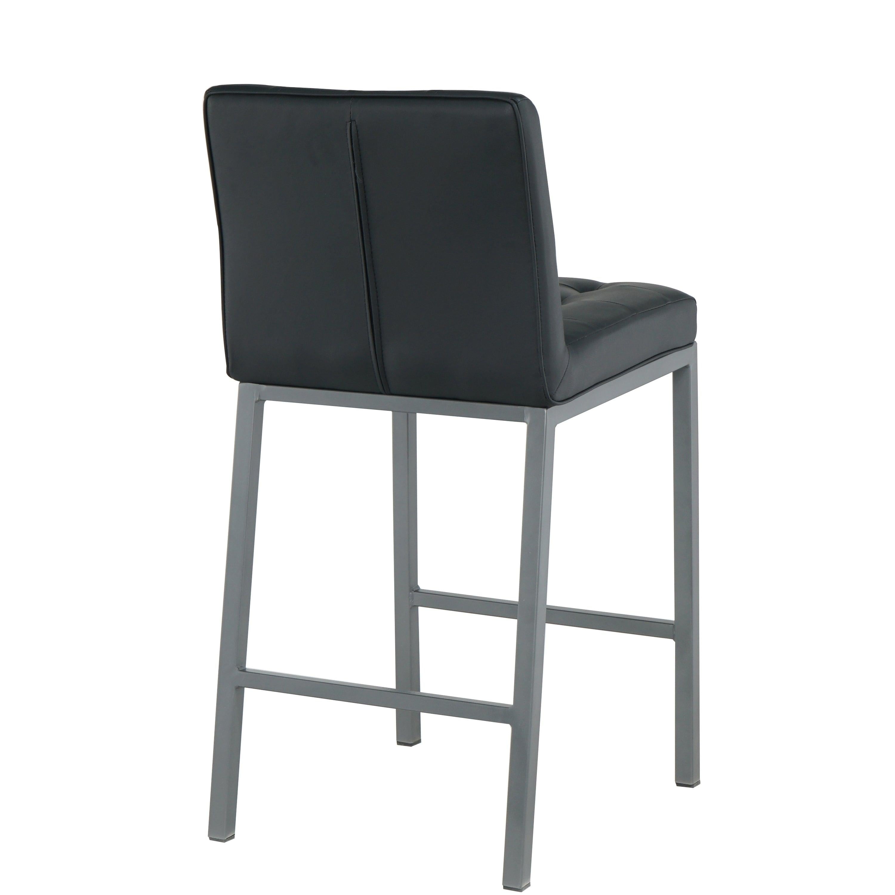 CheapModern Design High Counter Stool metal legs Kitchen Restaurant black pu Bar Chair(set of 2)