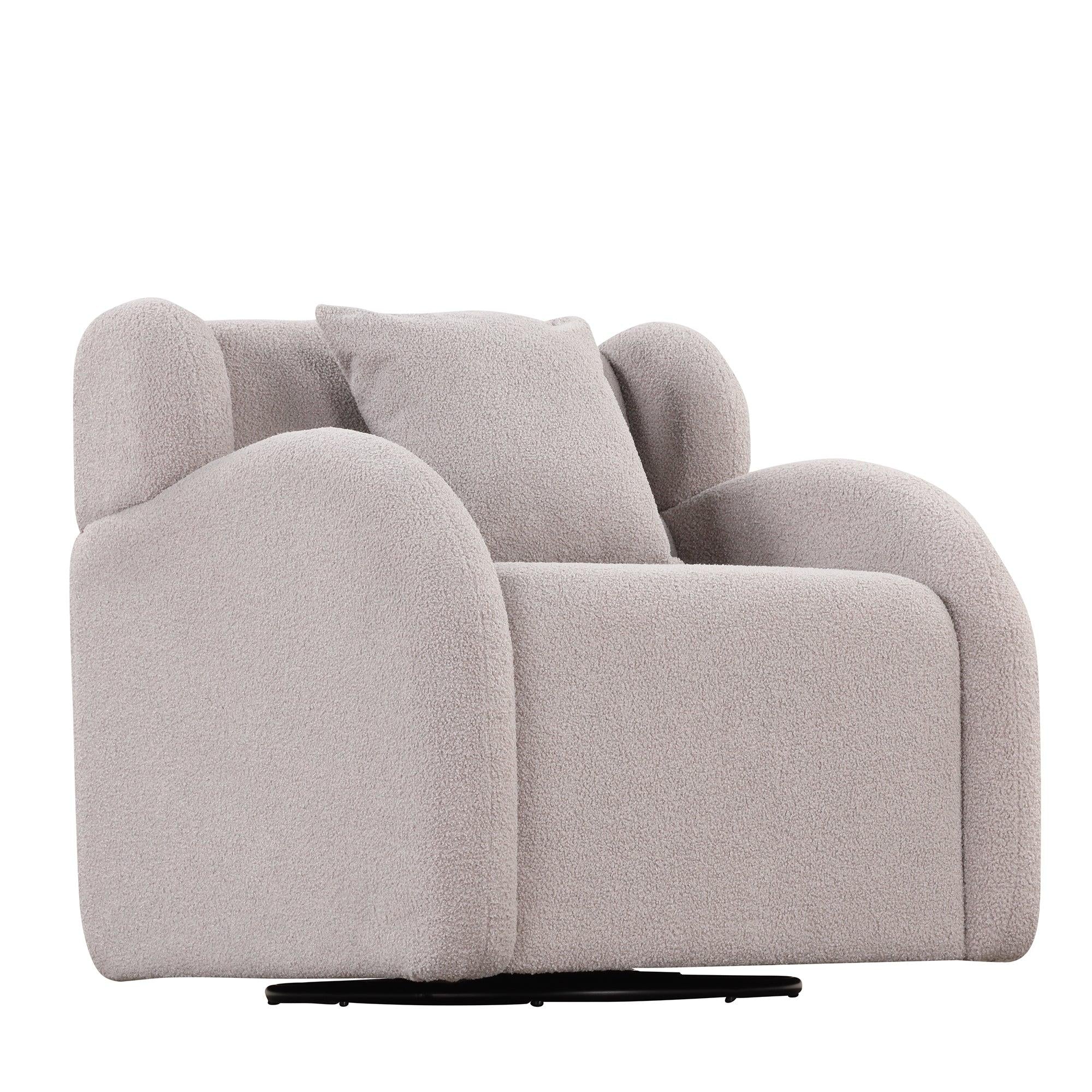 Swivel Accent Chair with Ottoman, Teddy Short Plush Particle Velvet Armchair,360 Degree Swivel Barrel Chair with footstool for Living Room, Hotel, Bedroom, Office, Lounge,Grey