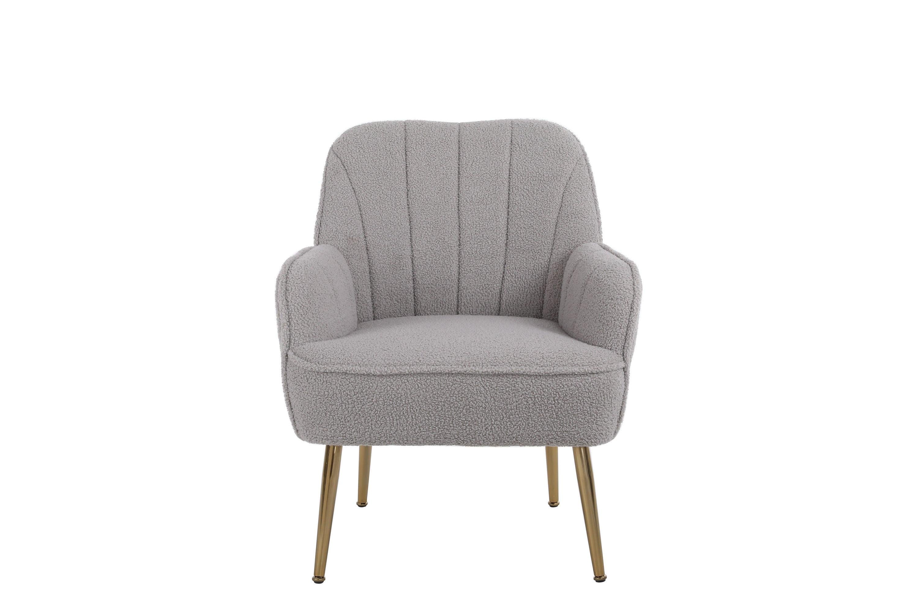 Modern Mid Century Chair Tufted Sherpa Armchair for Living Room Bedroom Office Easy Assemble