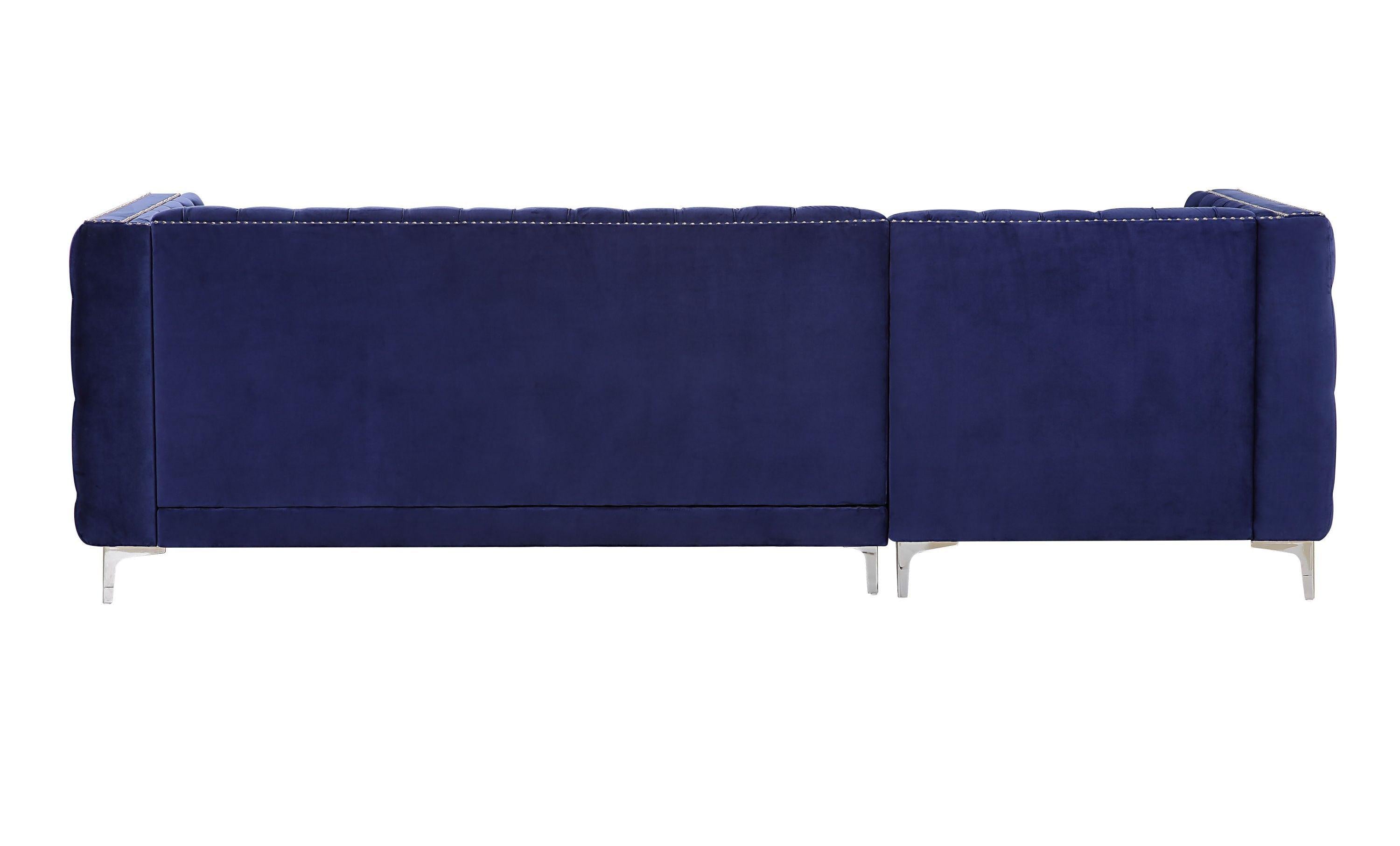 ACME Sullivan Sectional Sofa, Navy Blue Velvet 55490