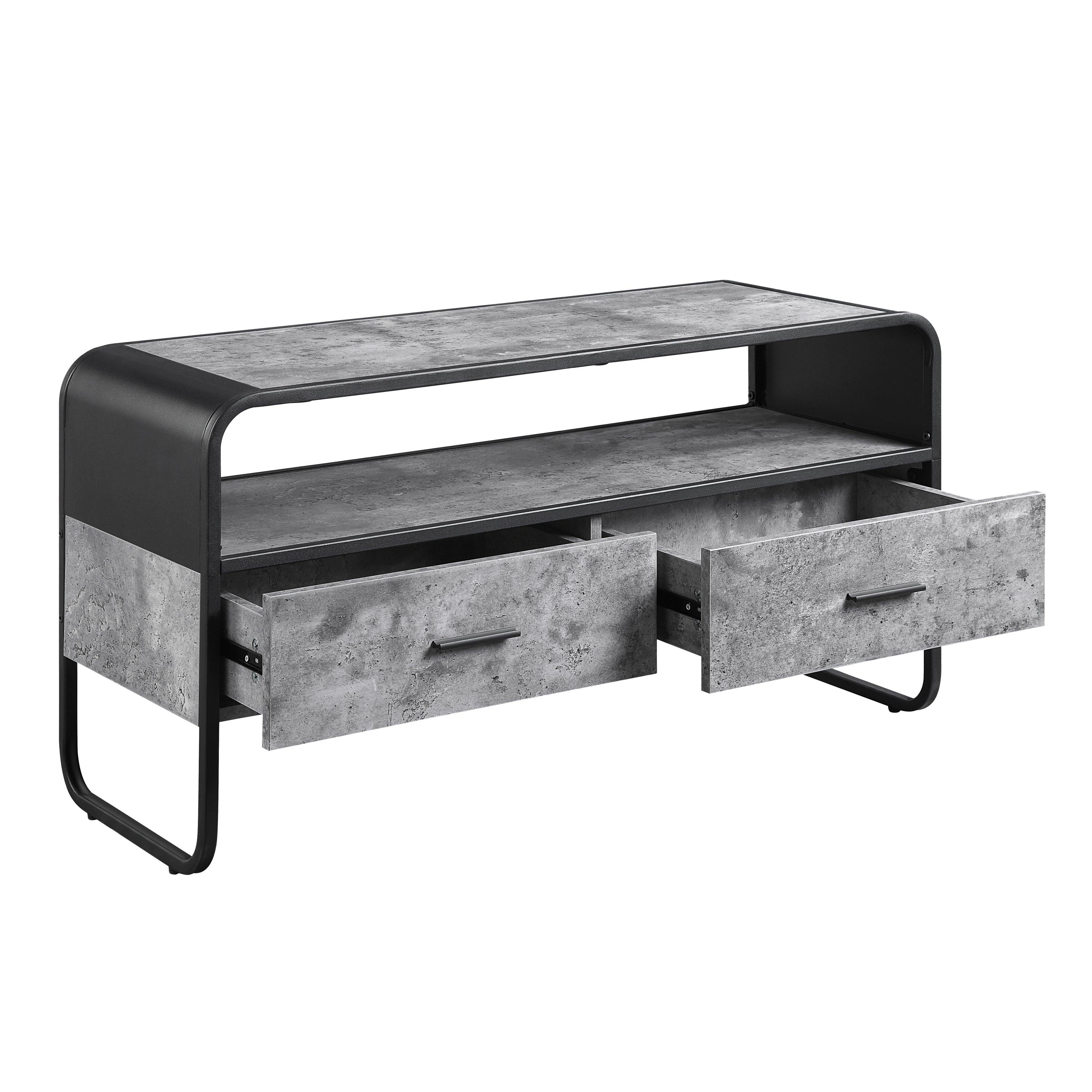 ACME Raziela TV Stand, Concrete Gray & Black Finish LV01143