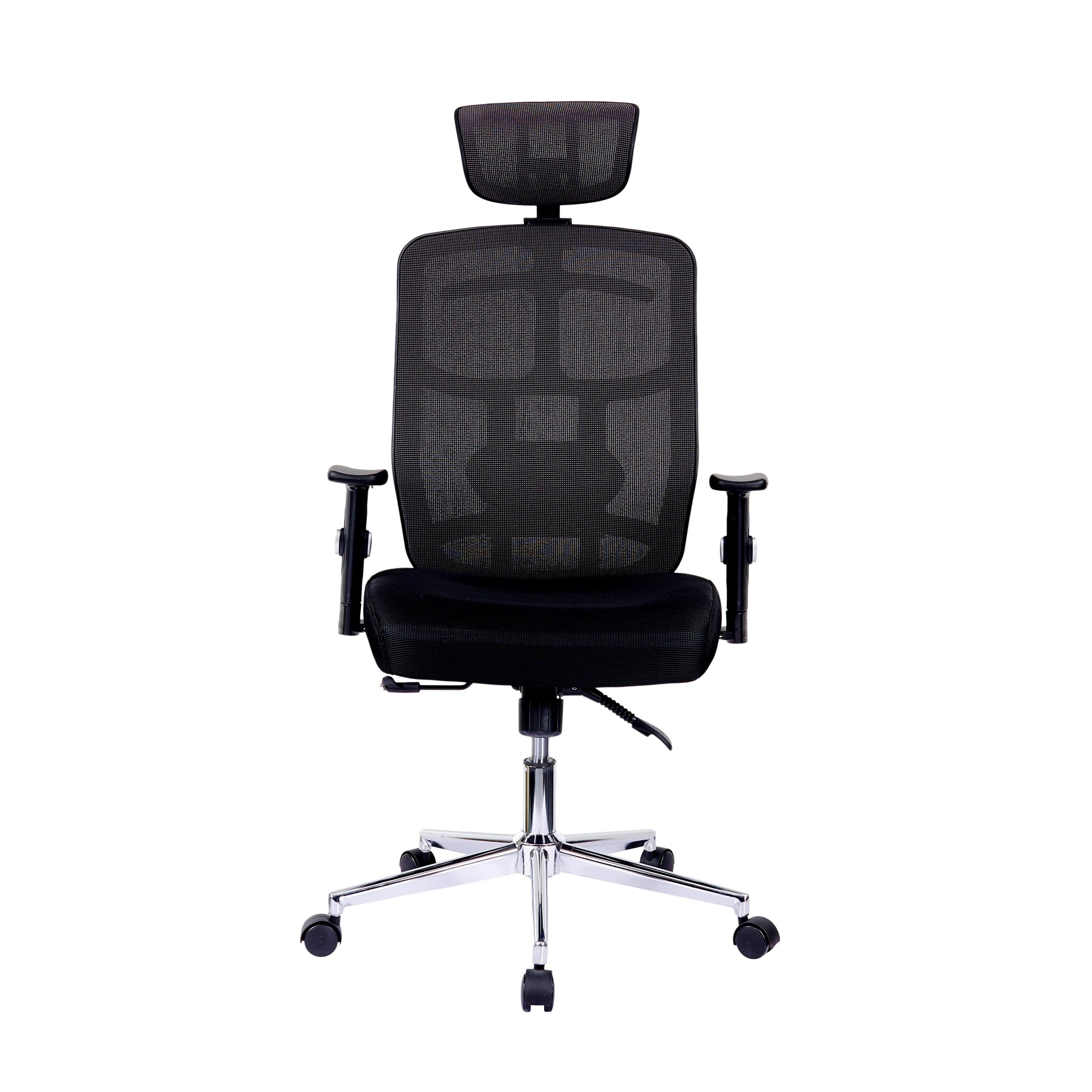 Techni Mobili High Back Executive Mesh Office Chair with Arms, Lumbar Support and Chrome Base, Black