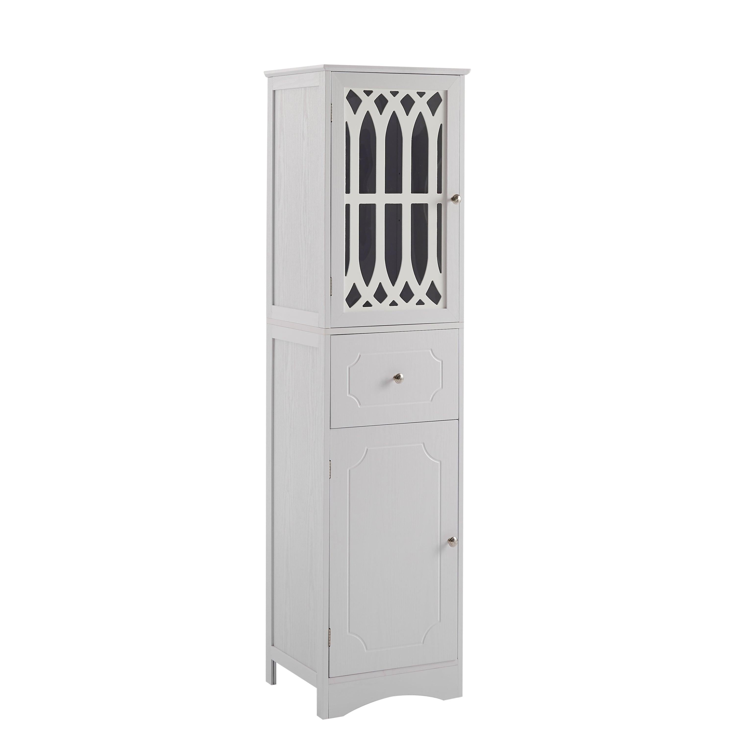 Tall Bathroom Cabinet, FreestandingStorage Cabinet with Drawer and Doors, MDF Board, Acrylic Door, Adjustable Shelf, White