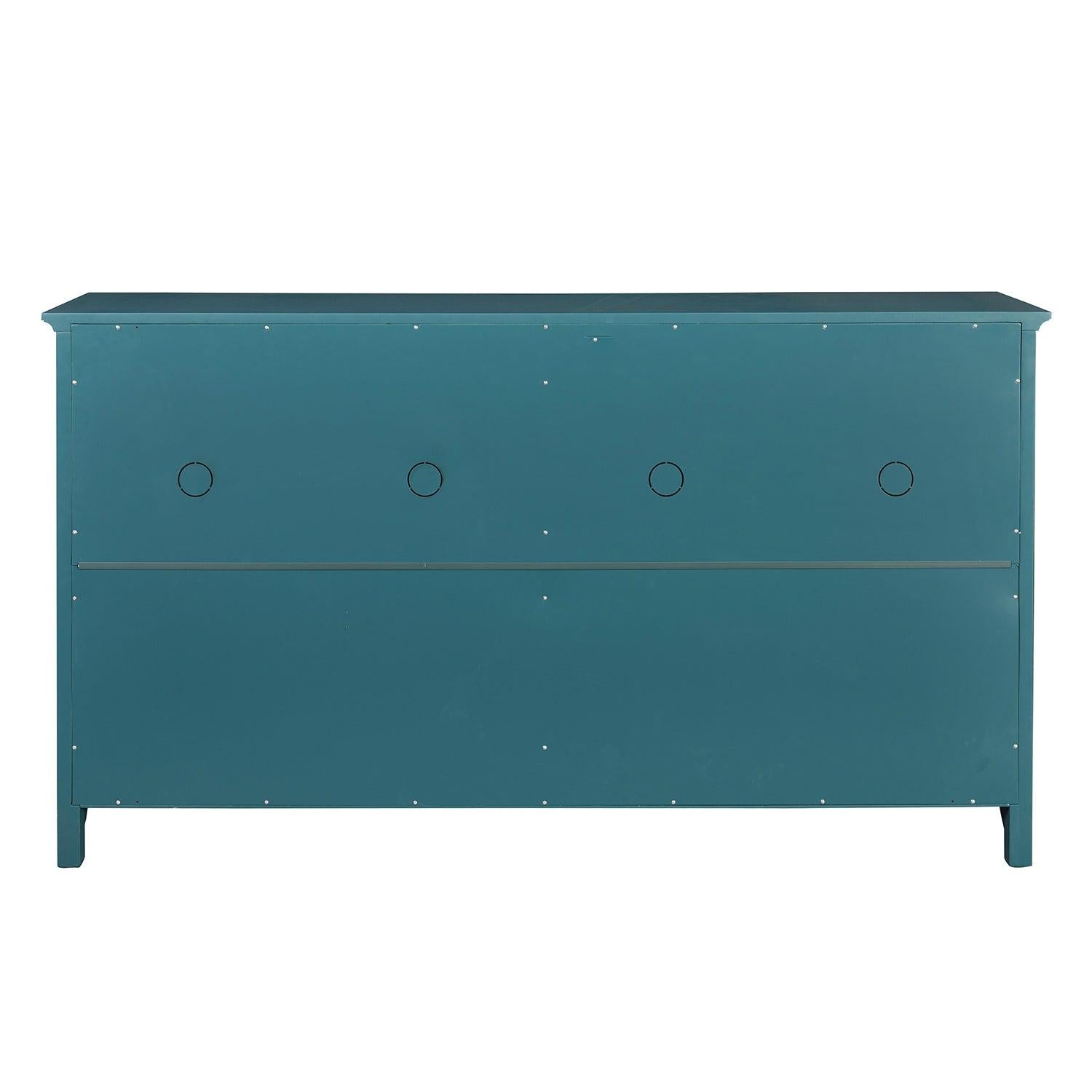 68” TV Console,Storage Buffet Cabinet, Sideboard with Glass Door and Adjustable Shelves, Console Table for Dining Living Room Cupboard, Teal Blue