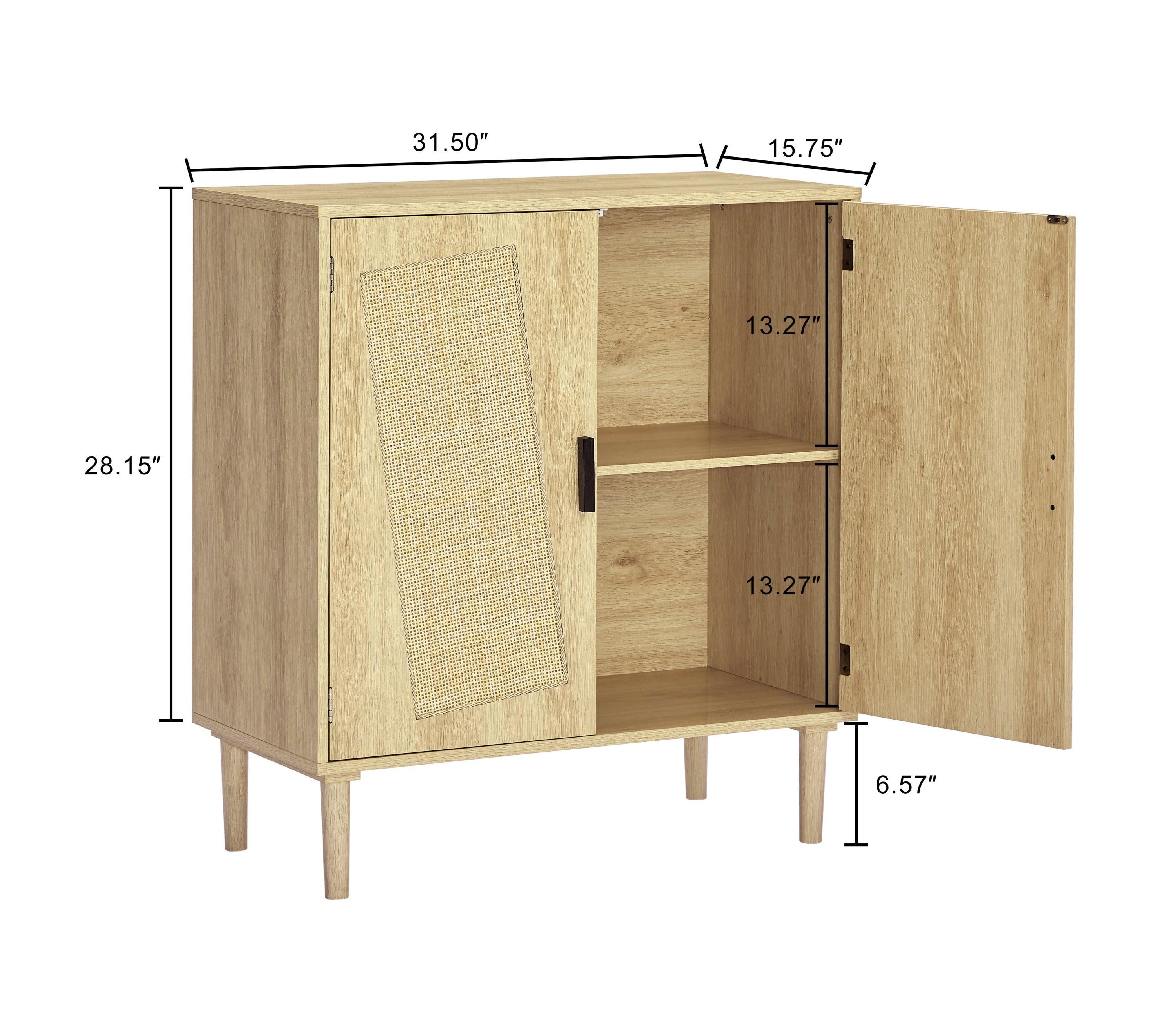 KitchenStorage cabinets with rattan decorative doors, buffets, wine cabinets, dining rooms, hallways, cabinet console tables, （Natural，31.5''LX 15.8''WX 34.6"H）.