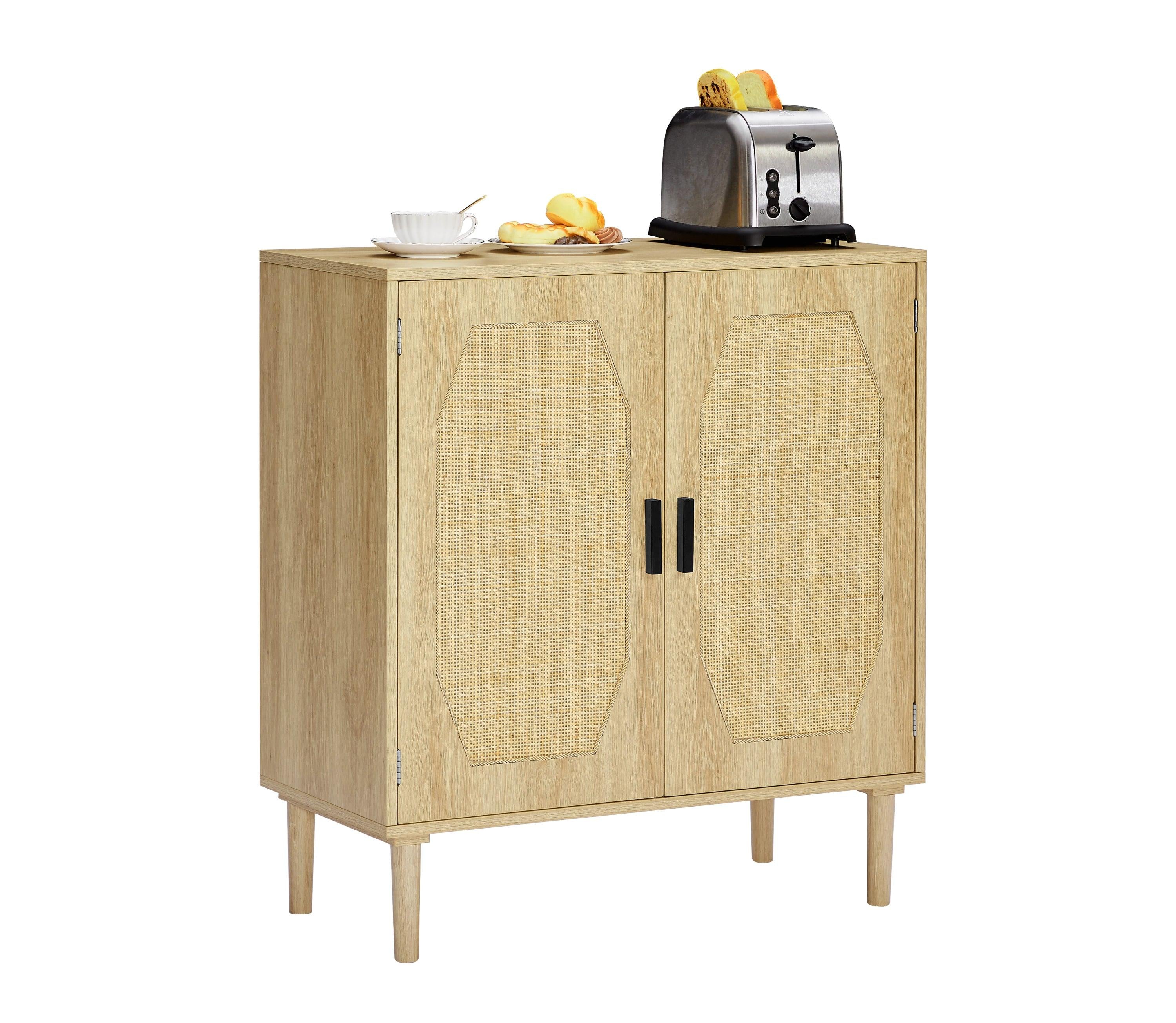 KitchenStorage cabinets with rattan decorative doors, buffets, wine cabinets, dining rooms, hallways, cabinet console tables, （Natural，31.5''LX 15.8''WX 34.6"H）.