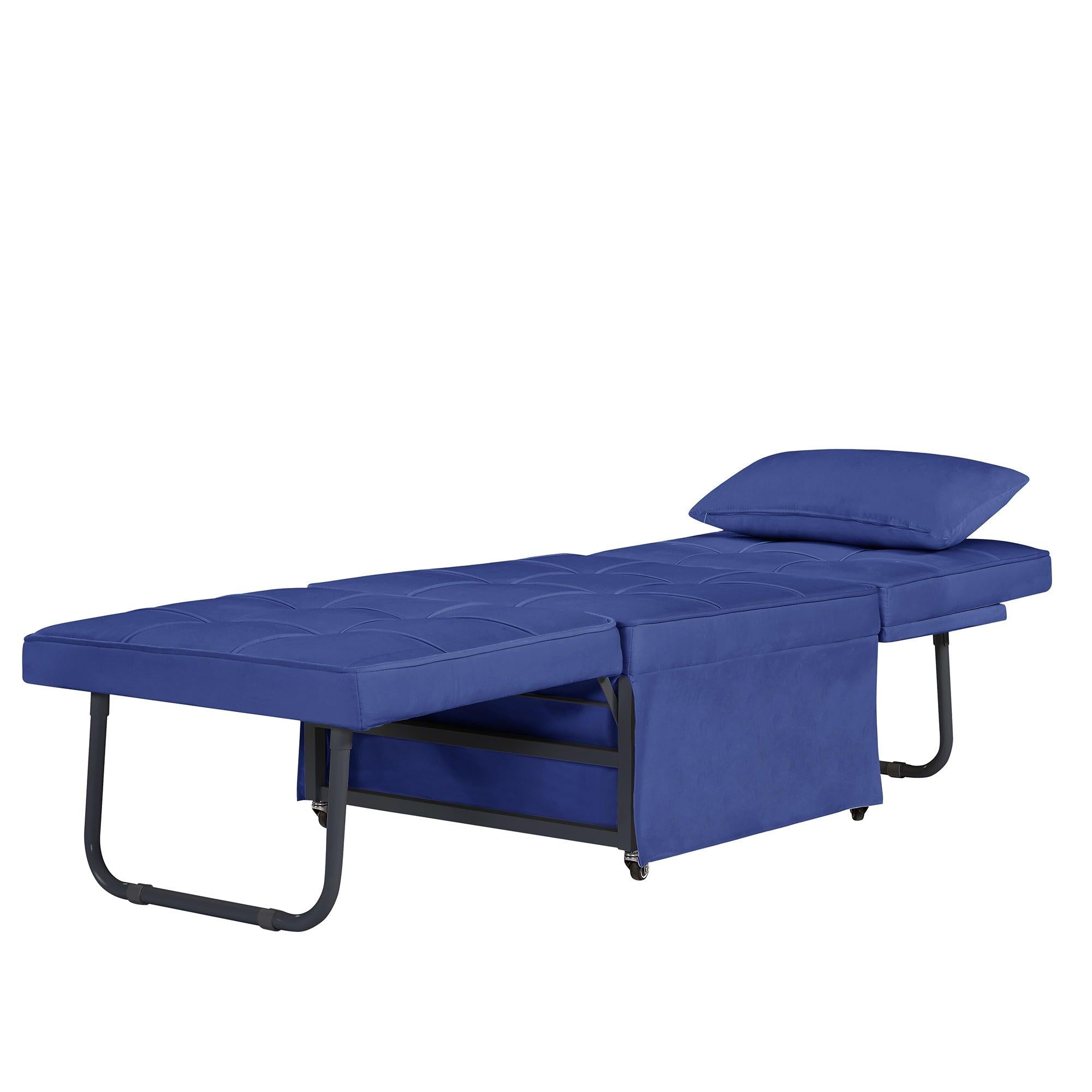 Velvet Folding Sofa Bed Sleeper Chair with Adjustable Backrest .