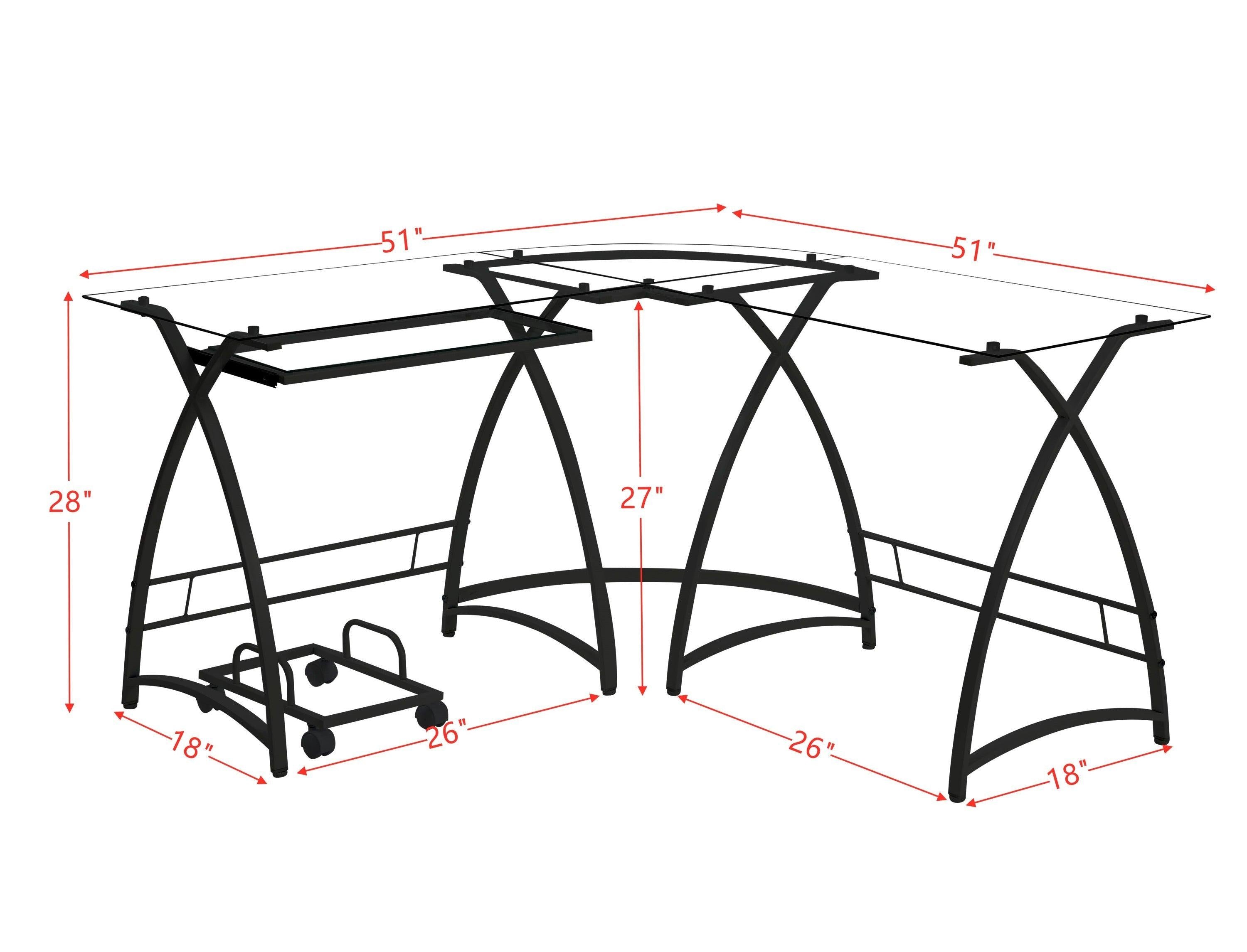 ACME Dazenus Computer Desk in Clear Glass & Black Finish OF00039