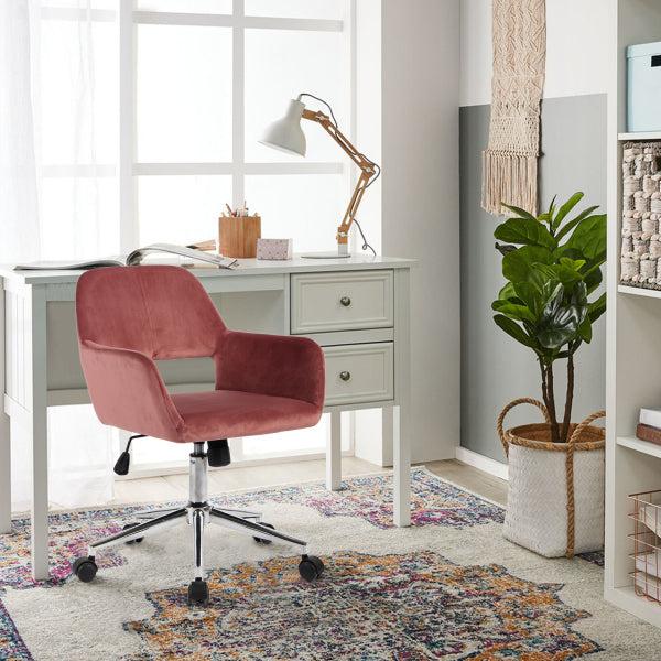 Velvet Upholstered Adjustable Swivel Office Chair, ROSE