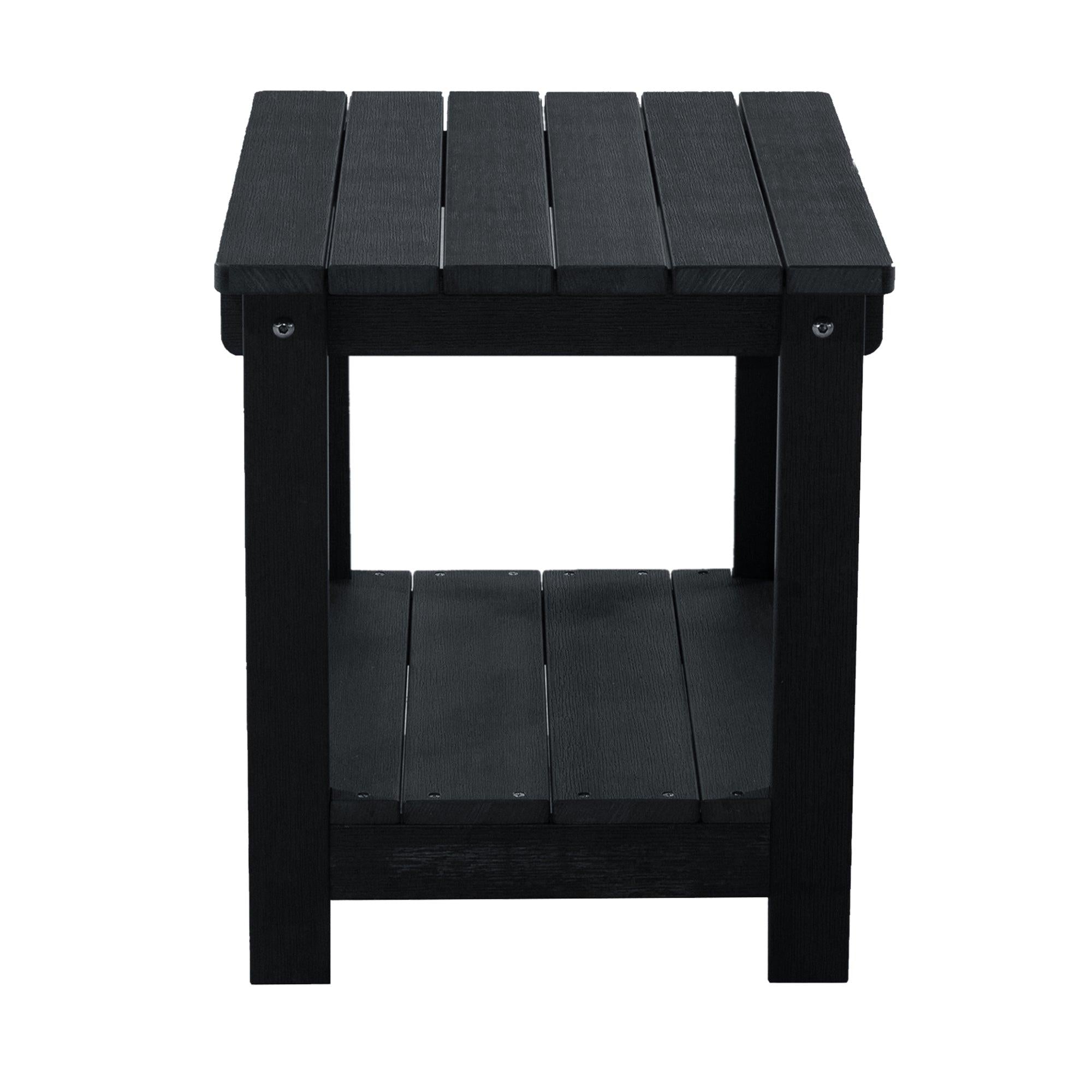 Key West Weather Resistant Outdoor Indoor Plastic Wood End Table, Patio Rectangular Side table, Small table for Deck, Backyards, Lawns, Poolside, and Beaches, Black