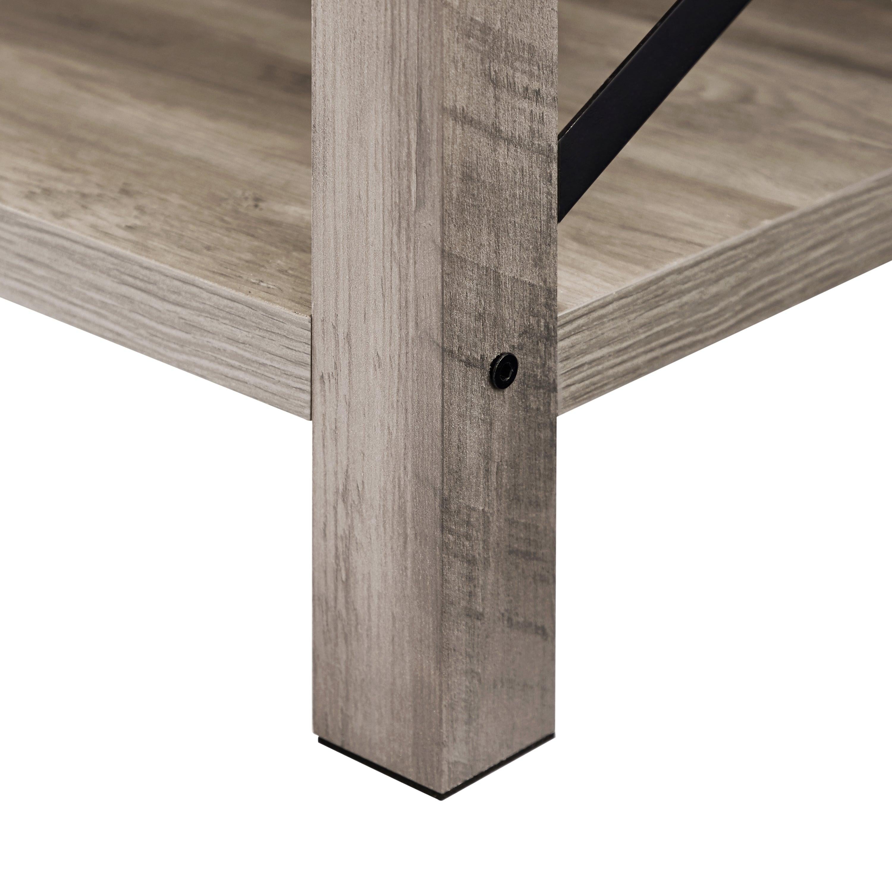 2-TierModern Farmhouse Coffee Table, Wood Rectangle Cocktail Table with Metal X- Frame (Gray, 40.94" w x 21.65" d x 17.91" h)