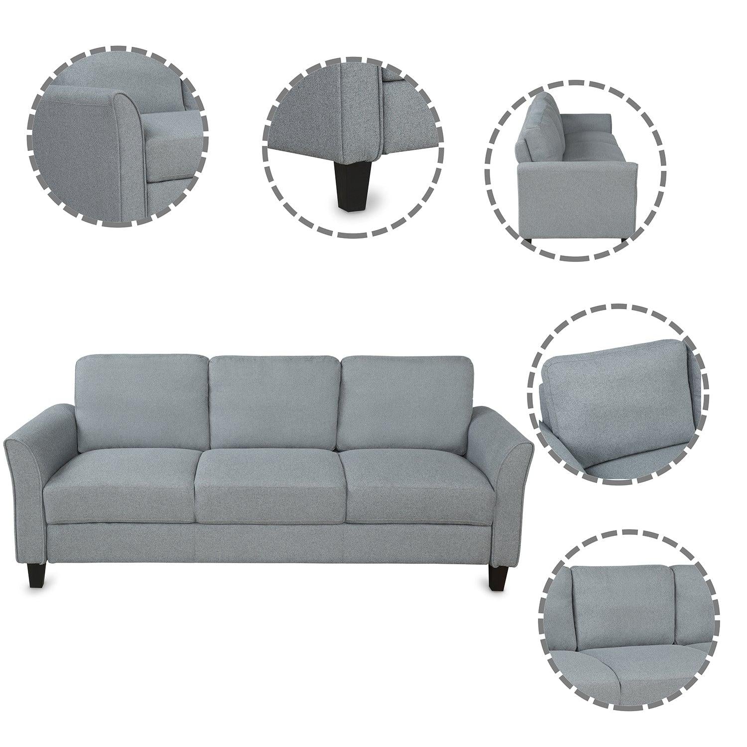 Living Room Sets Furniture Armrest Sofa Single Chair Sofa Loveseat Chair 3-Seat Sofa (ChairLoveseat Chair&3-Seat Sofa, Gray)