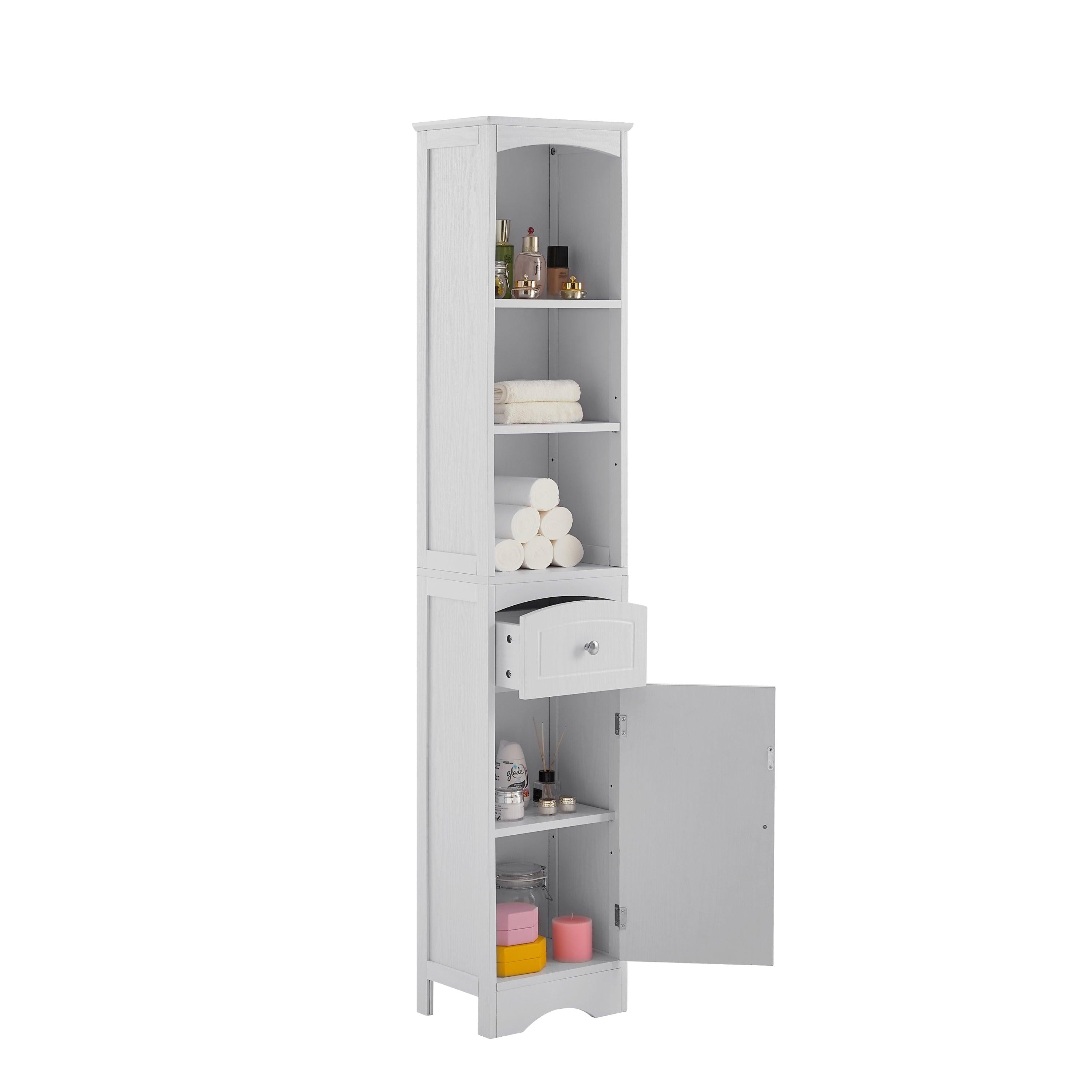 Tall Bathroom Cabinet, FreestandingStorage Cabinet with Drawer, MDF Board, Adjustable Shelf, White