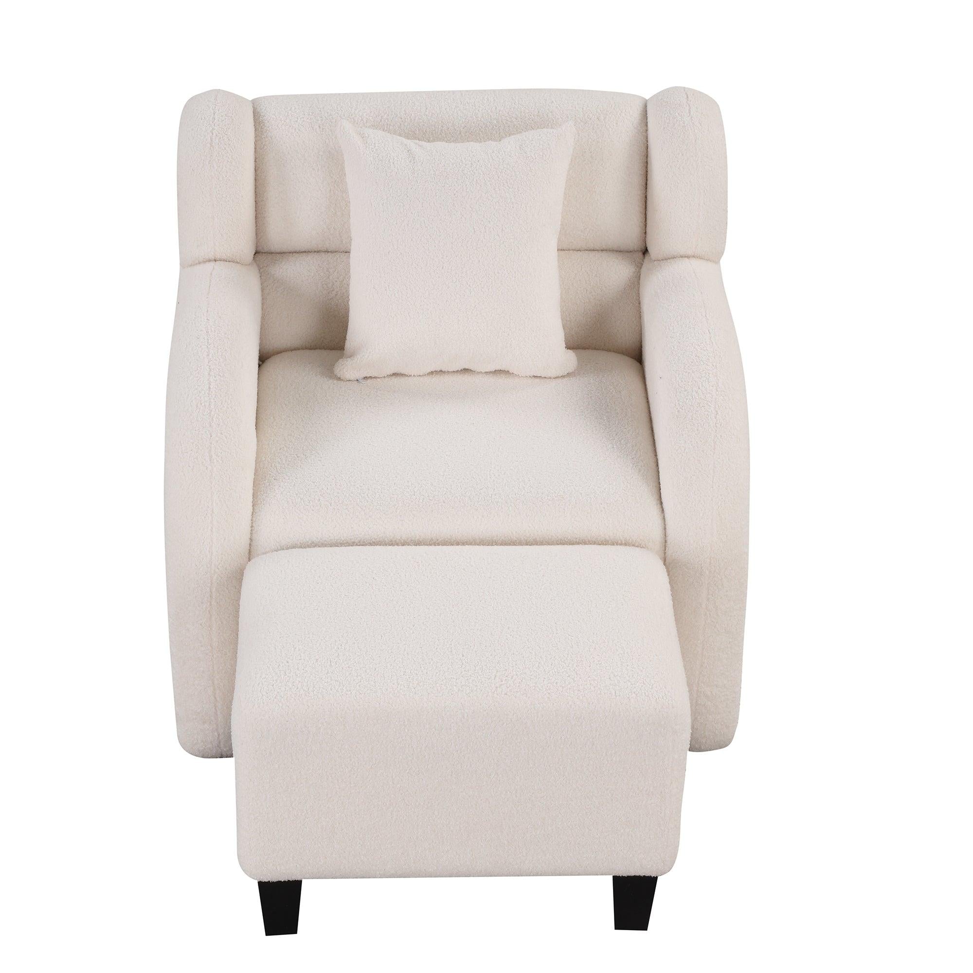 Swivel Accent Chair with Ottoman, Teddy Short Plush Particle Velvet Armchair,360 Degree Swivel Barrel Chair with footstool for Living Room, Hotel, Bedroom, Office, Lounge,White