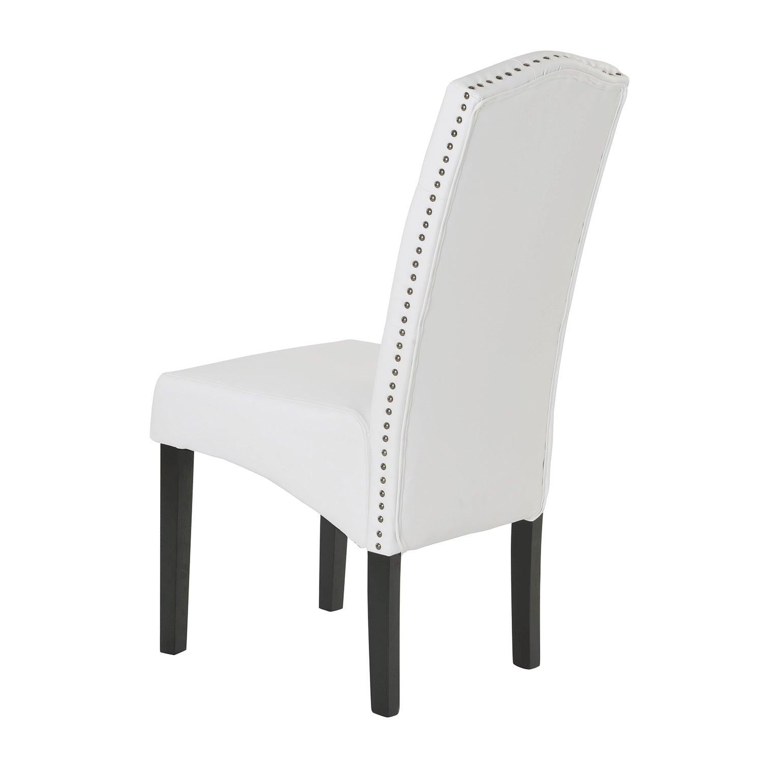 Dining PU Chair with Solid Wood Legs, 18.11" L x 24.01" W x 40.95" H White