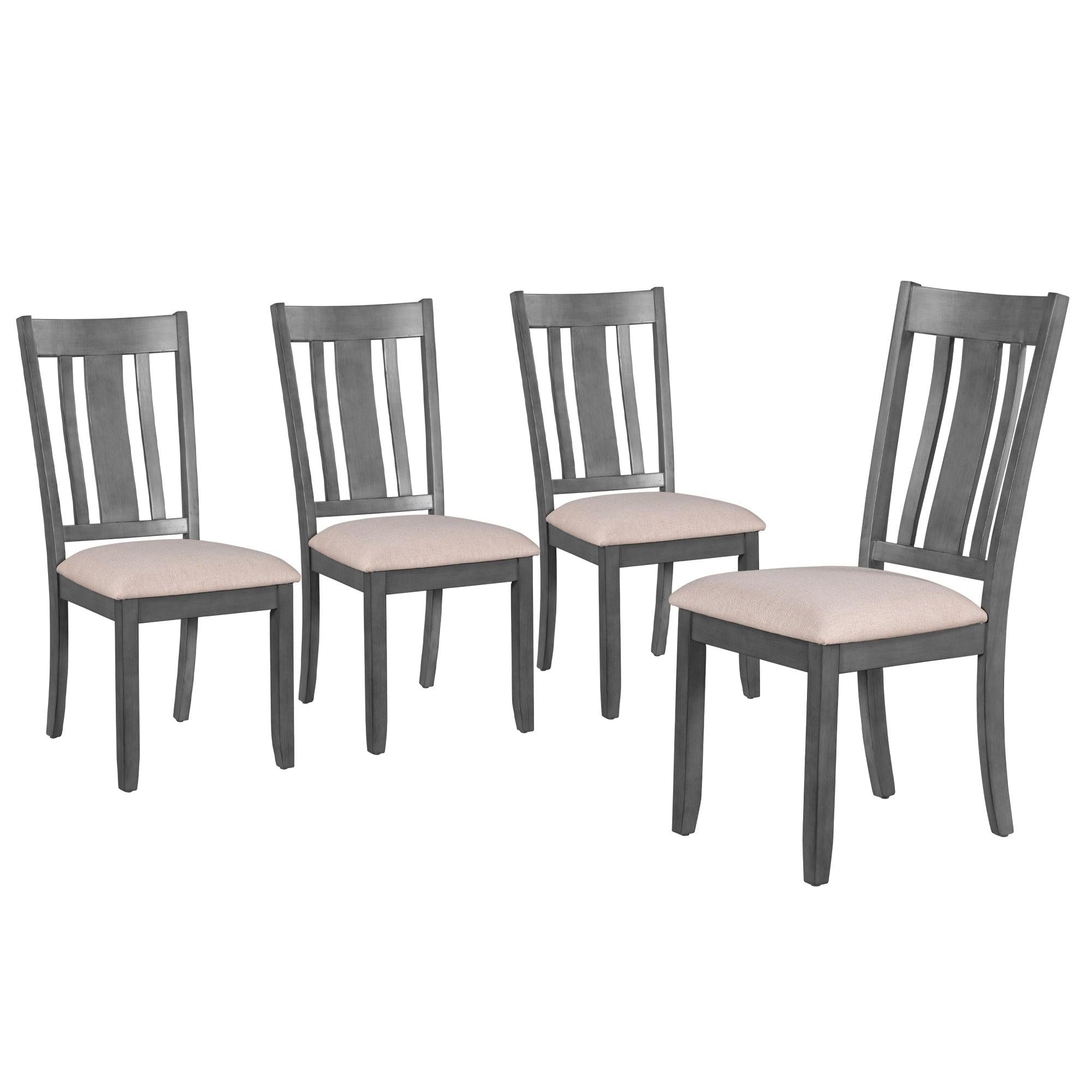 7-Piece Dining Room Set - 72" Industrial Style Rectangular Table with Chain Bracket and 6 Dining Chairs (Gray)