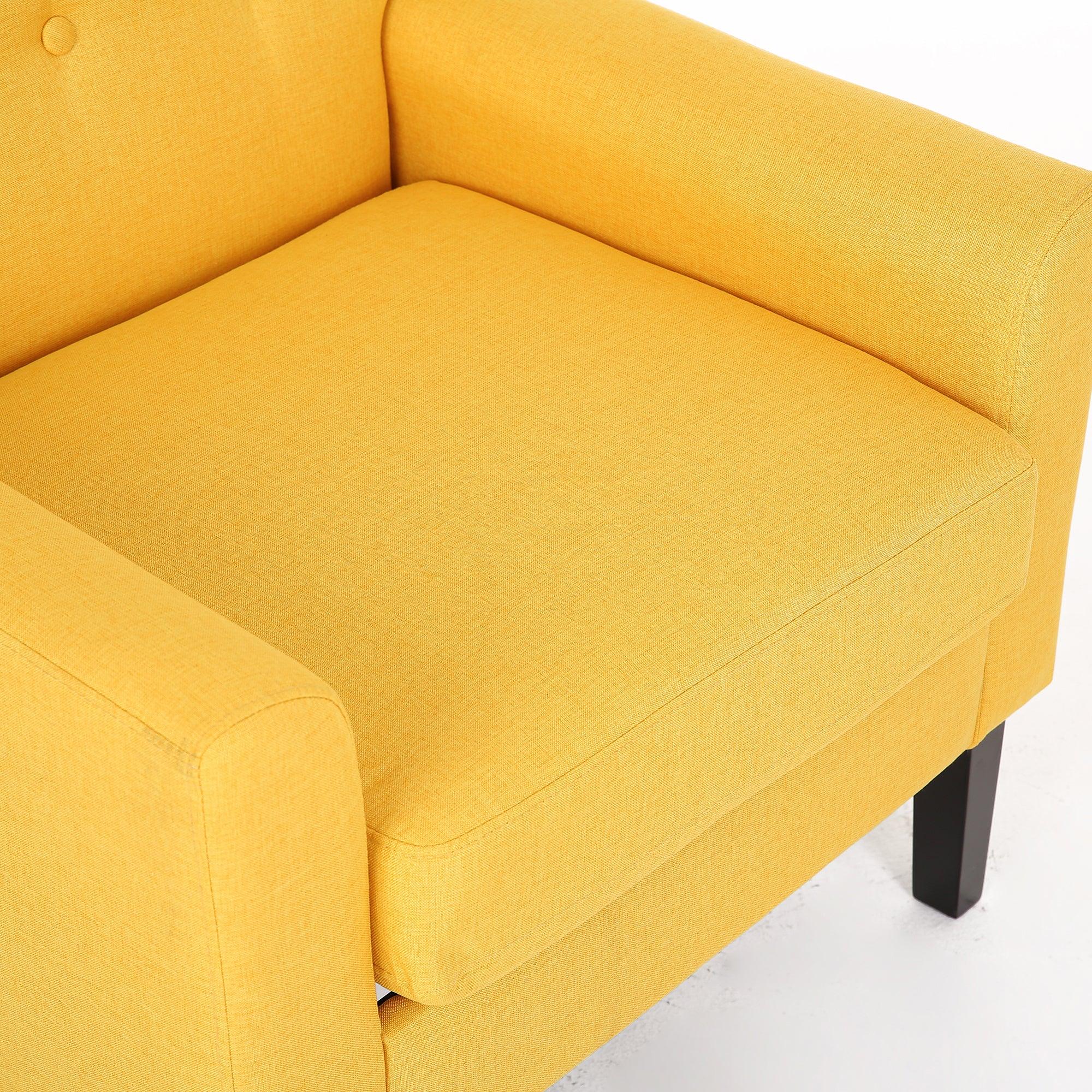 Fabric Accent Chair for Living Room, Bedroom Button Tufted Upholstered Comfy Reading Accent Chairs Sofa (Yellow)