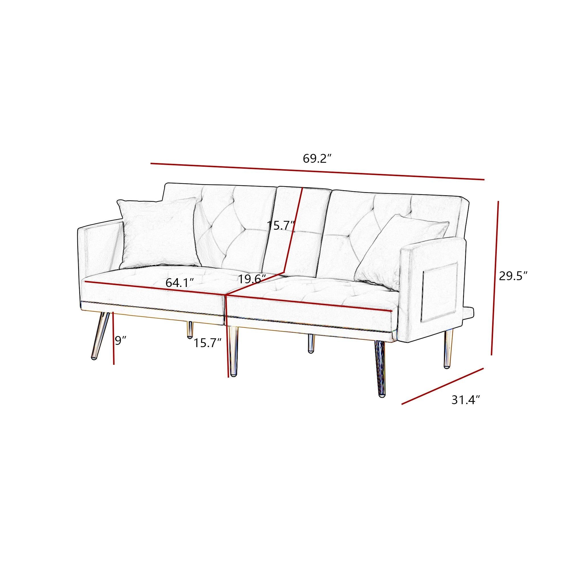 Cream White VELVET SOFA BED