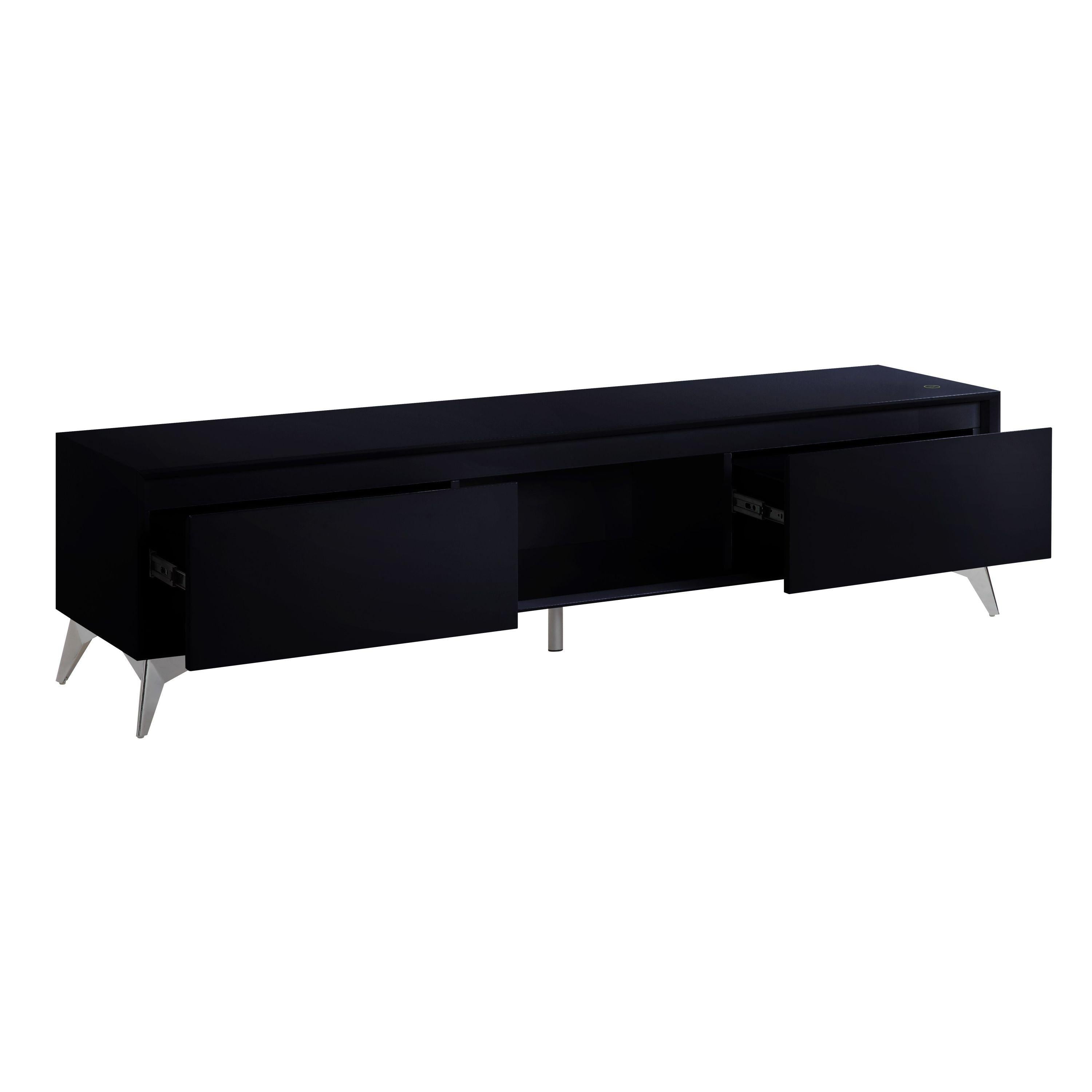 ACME Raceloma TV stand , LED, Black & Chrome Finish 91994