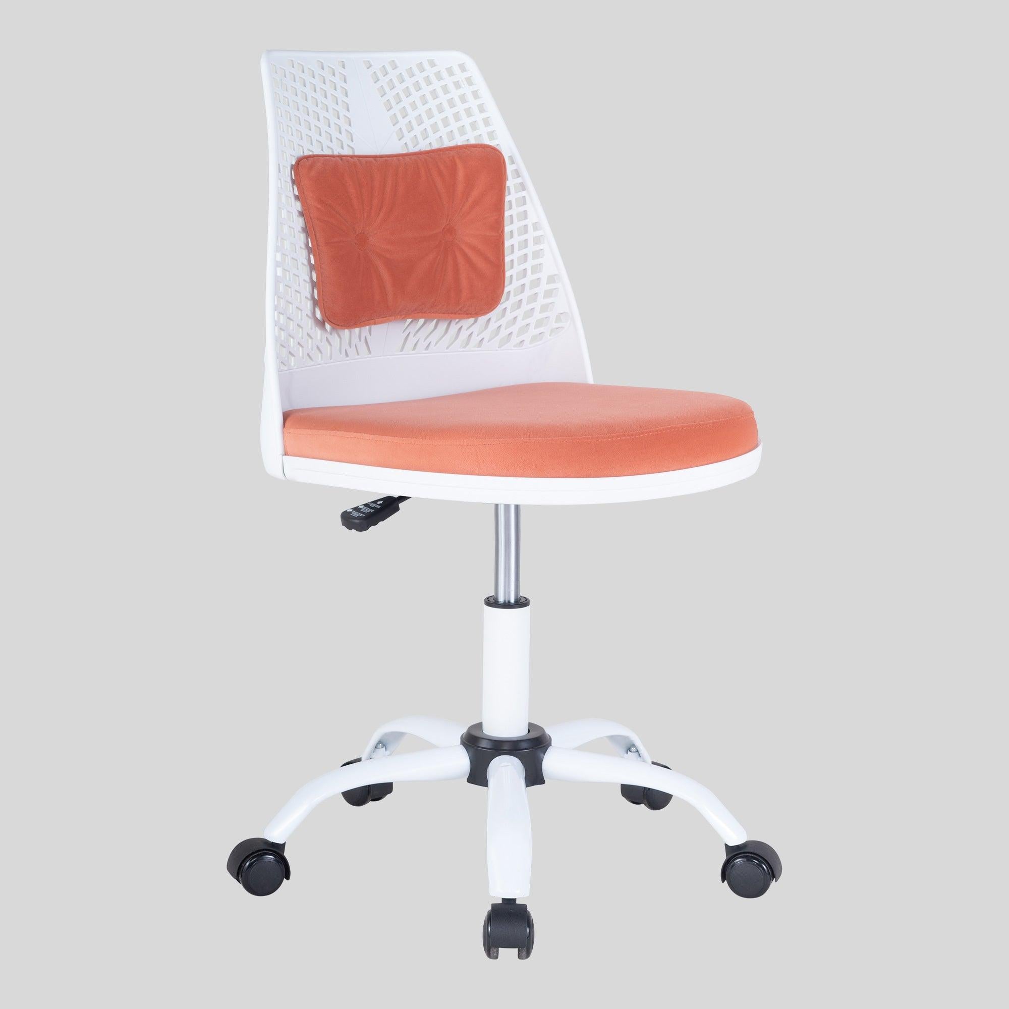 Office Task Desk Chair Swivel Home Comfort Chairs,Adjustable Height with ample lumbar support,White+Orange