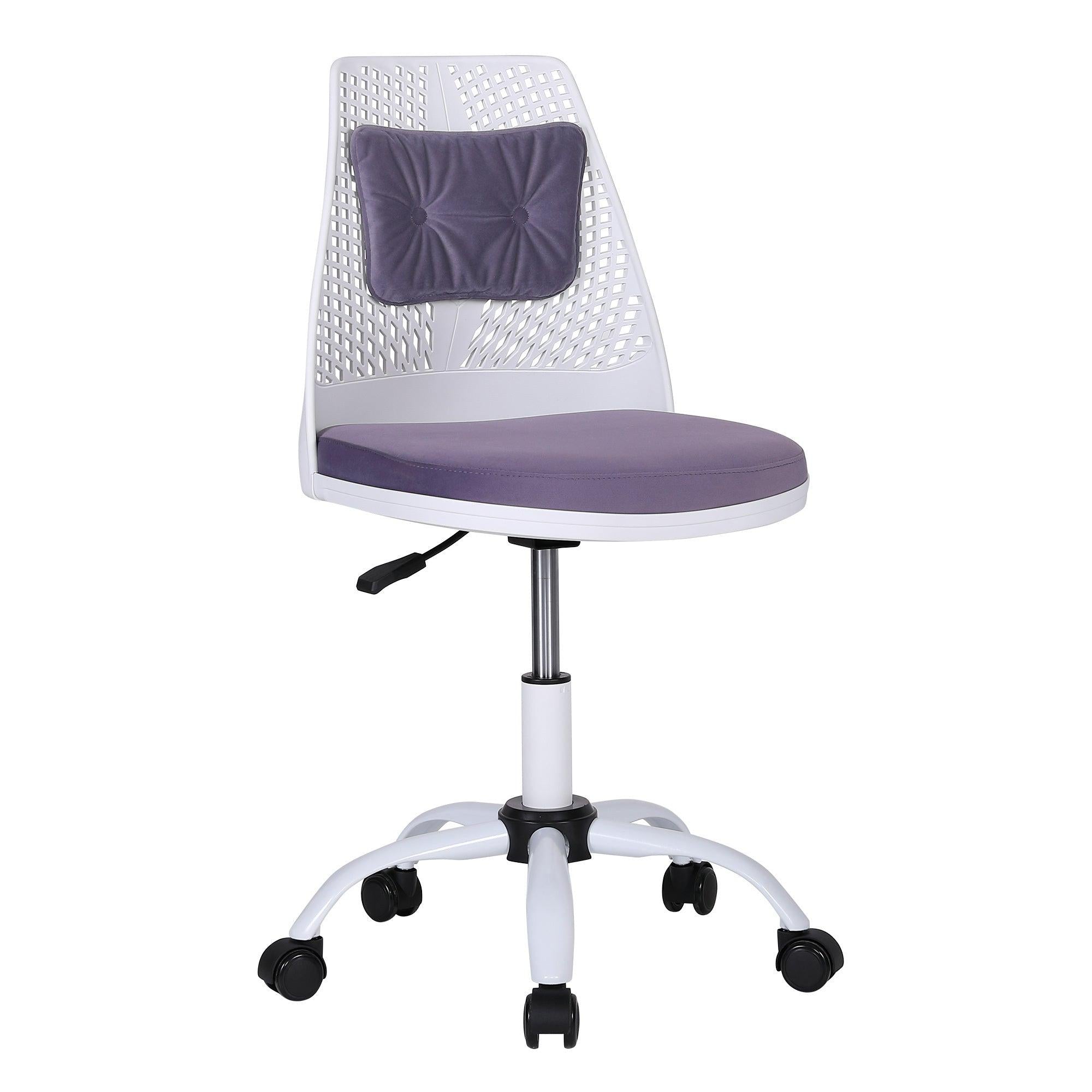 Office Task Desk Chair Swivel Home Comfort Chairs,Adjustable Height with ample lumbar support,White+Purple