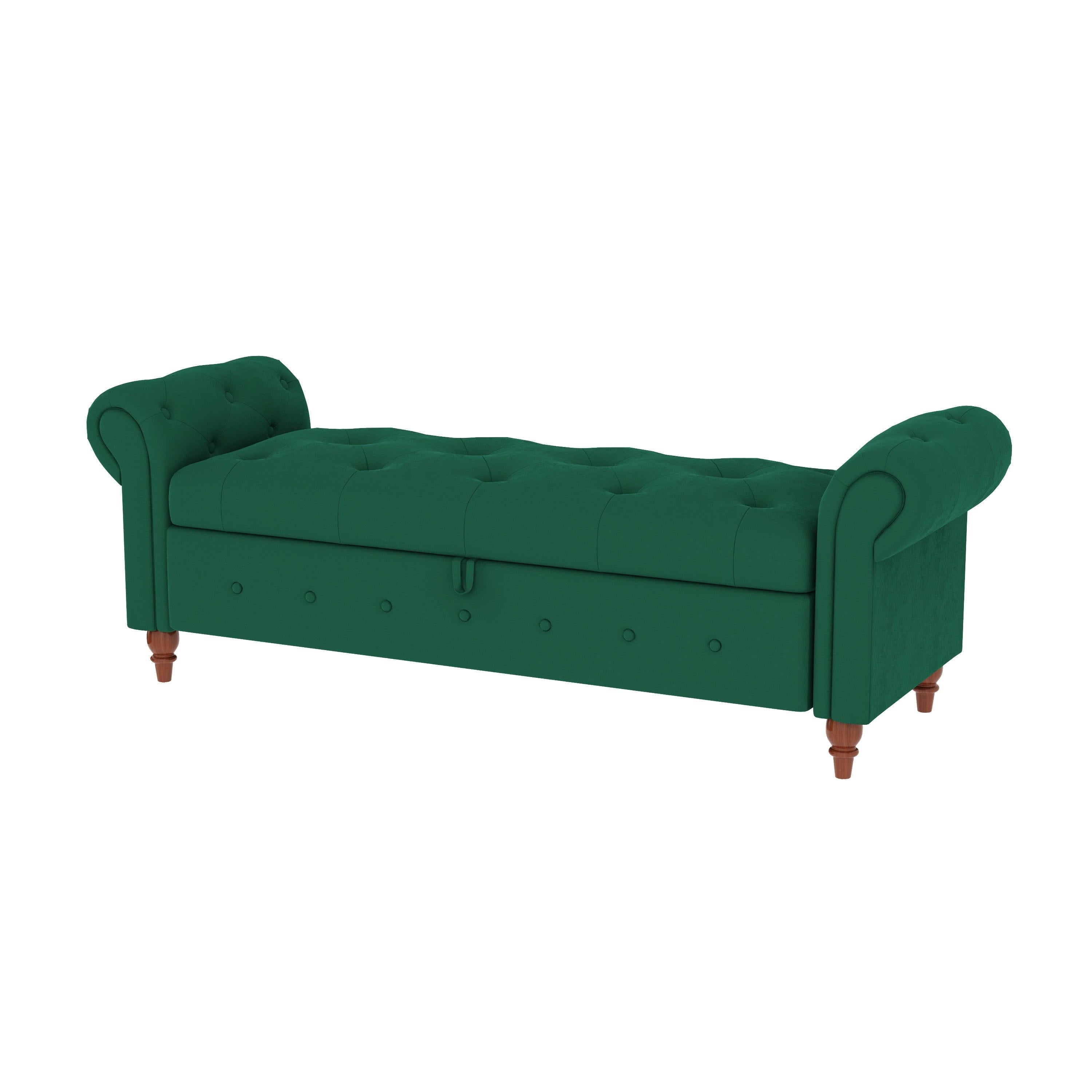 63" Bed Bench Green Velvet