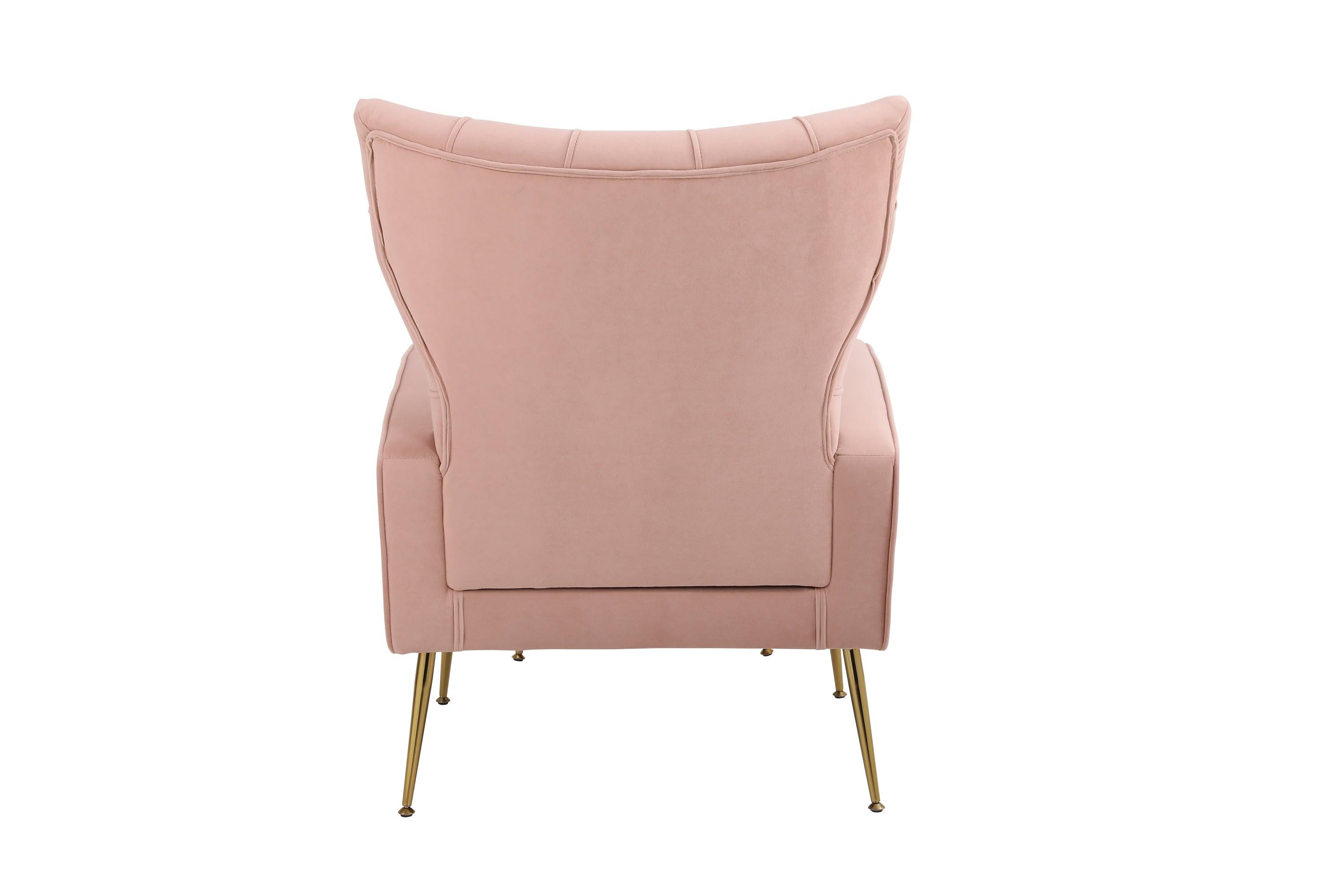 Modern Accent Chair with Ottoman,  Comfy  Armchair for Living Room, Bedroom, Apartment, Office (Pink)